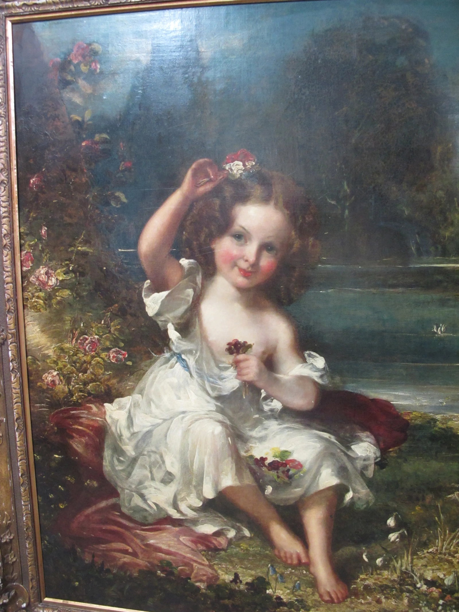 Antique 1832 John Partridge Child Daughter Portrait Oil Painting Original Frame - 2