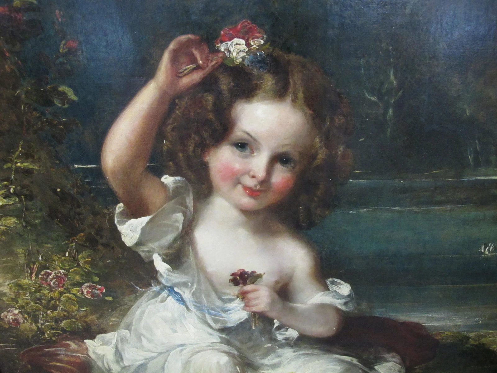 Antique 1832 John Partridge Child Daughter Portrait Oil Painting Original Frame - 6