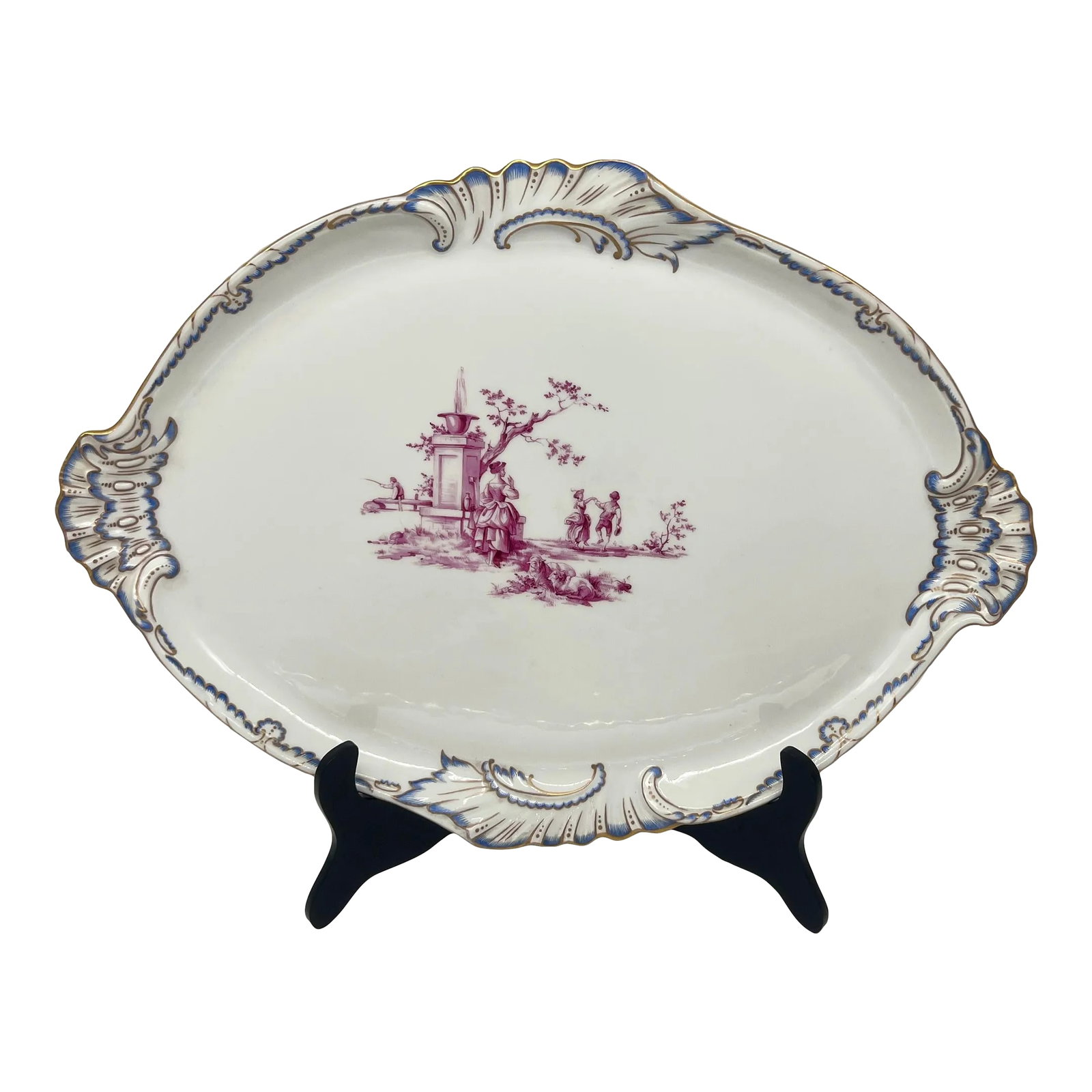 Herend Porcelain Puce Classical & Shell Bordered Platter Circa 1916: Herend (Hungary, founded 1826), circa 1916. "Queen Victoria dined on it, and Princess Diana delighted to it in her annual Christmas stocking. Now it's time to savor a special Herend experience of