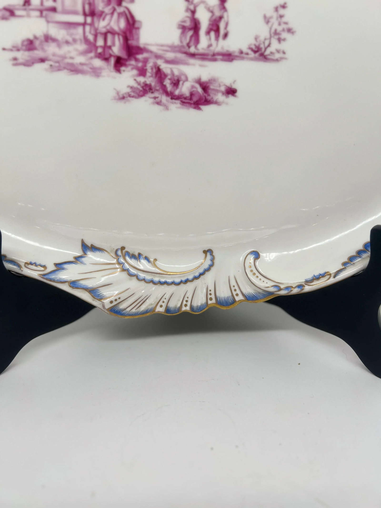 Herend Porcelain Puce Classical & Shell Bordered Platter Circa 1916 - 5
