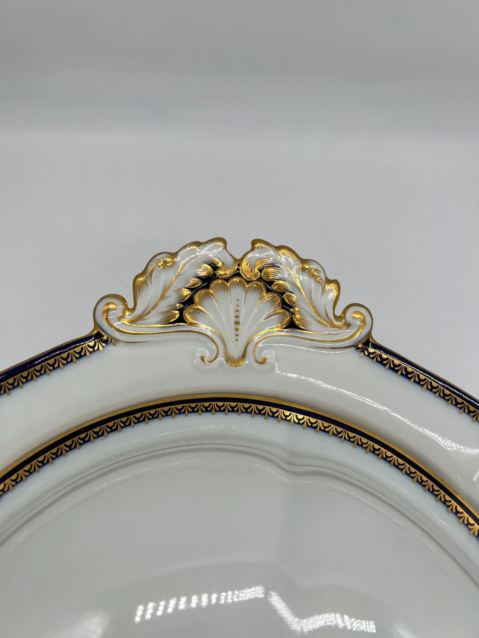 2 Pc, Meissen Porcelain Cobalt & Gold Rim Decorated Soup Tureen, Under Platter - 8