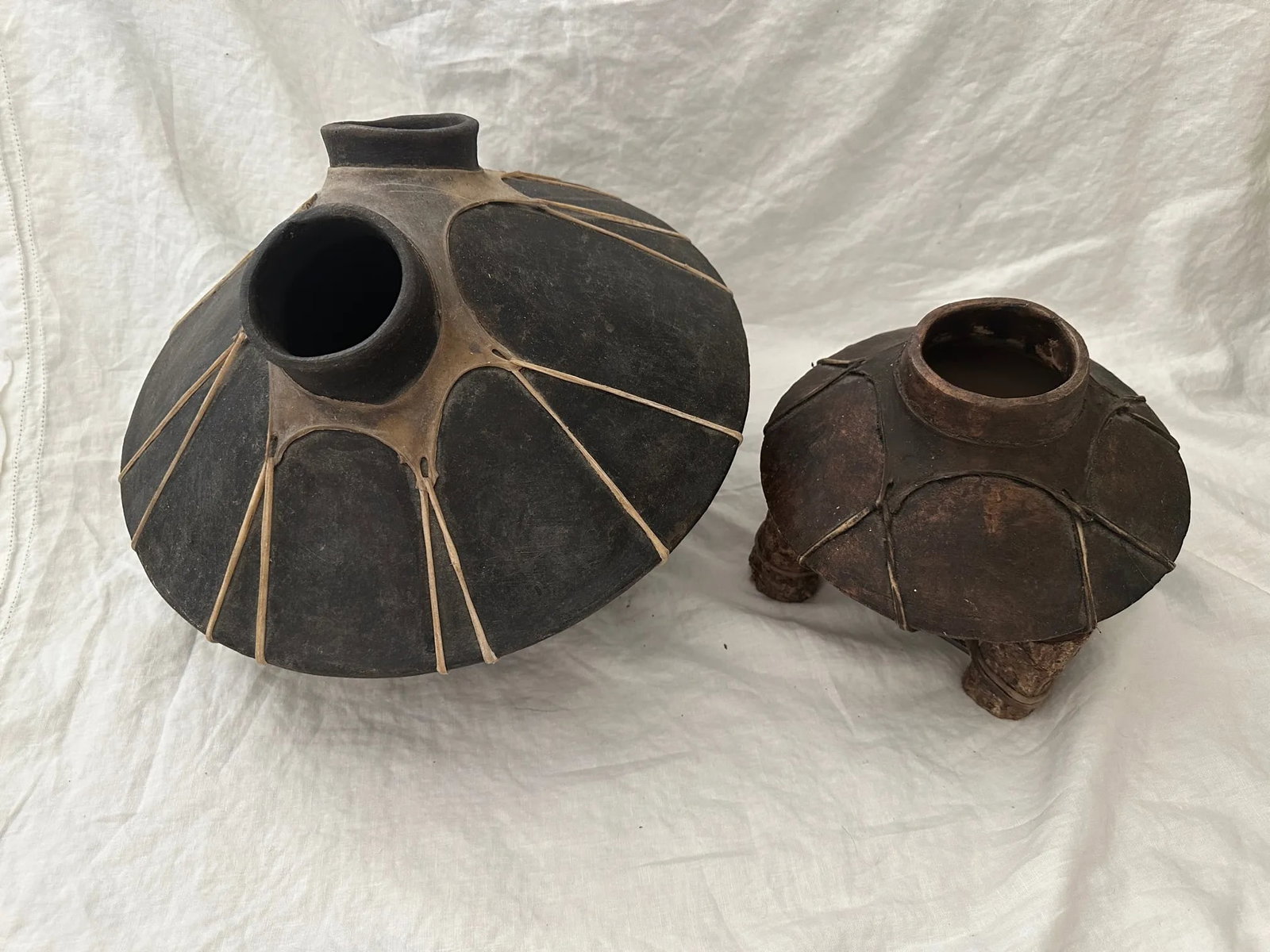 Early Mexican Tarahumara Terracotta Tejuino Pots-A Set - 10