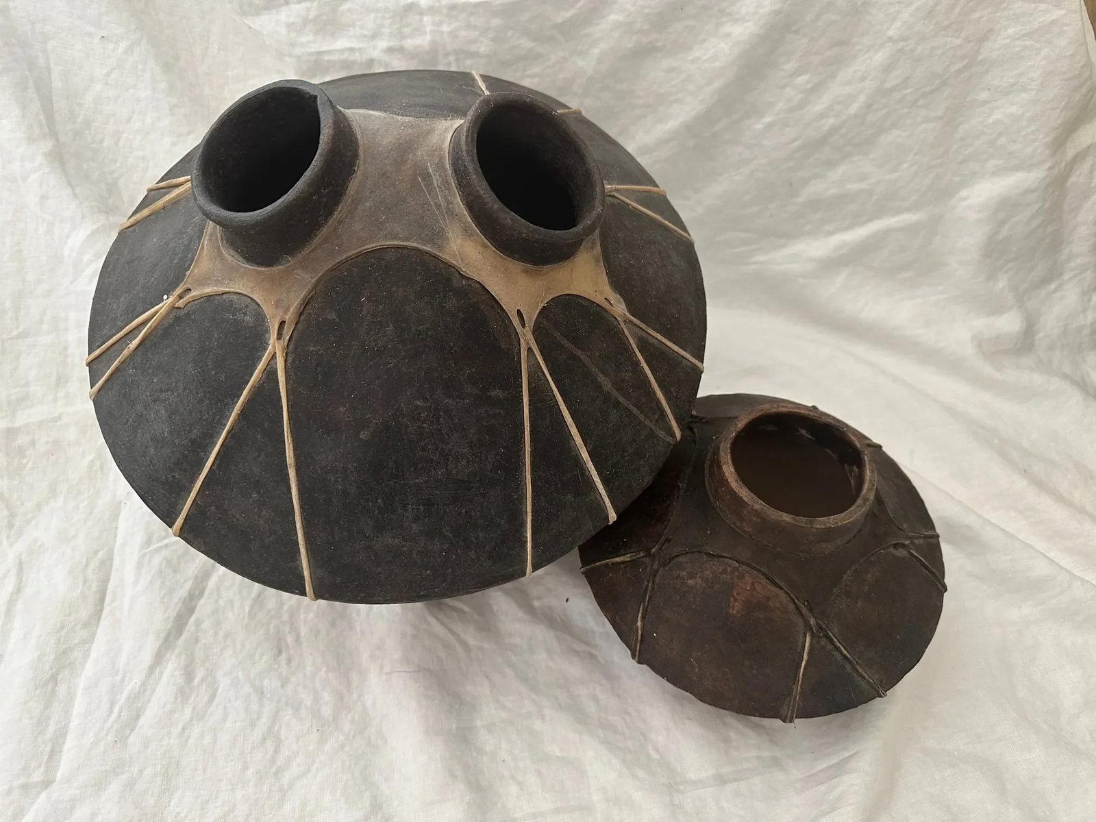Early Mexican Tarahumara Terracotta Tejuino Pots-A Set - 3