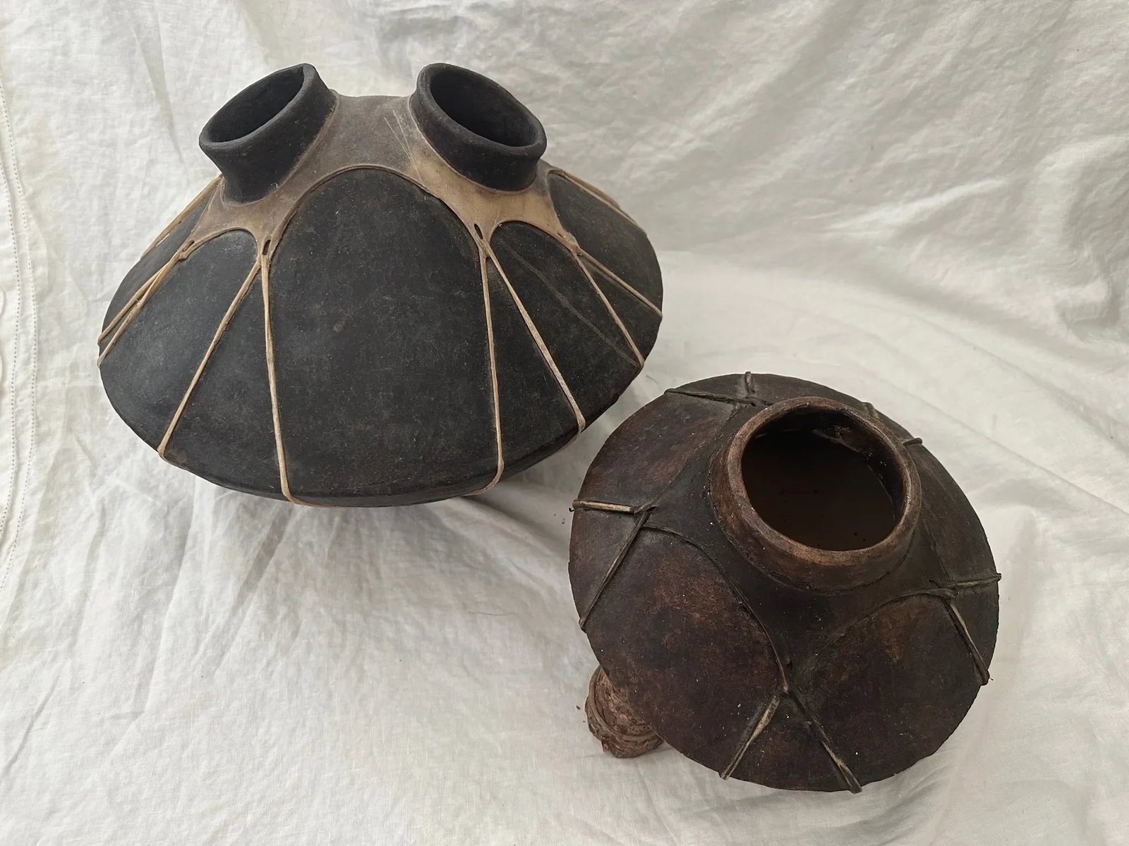 Early Mexican Tarahumara Terracotta Tejuino Pots-A Set - 4