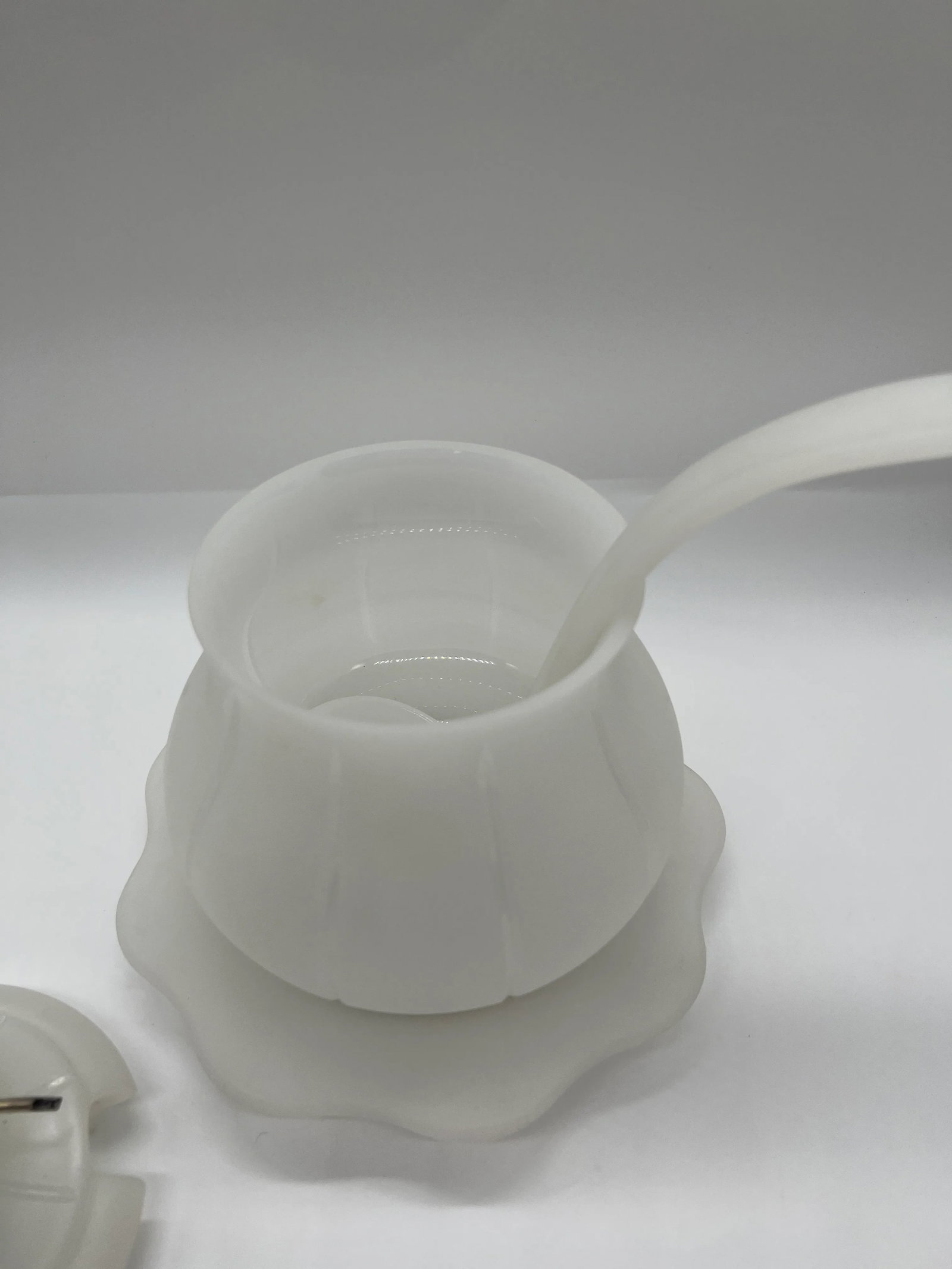 Antique Sterling Silver Mounted Opaline Glass Sauce Tureen - 5