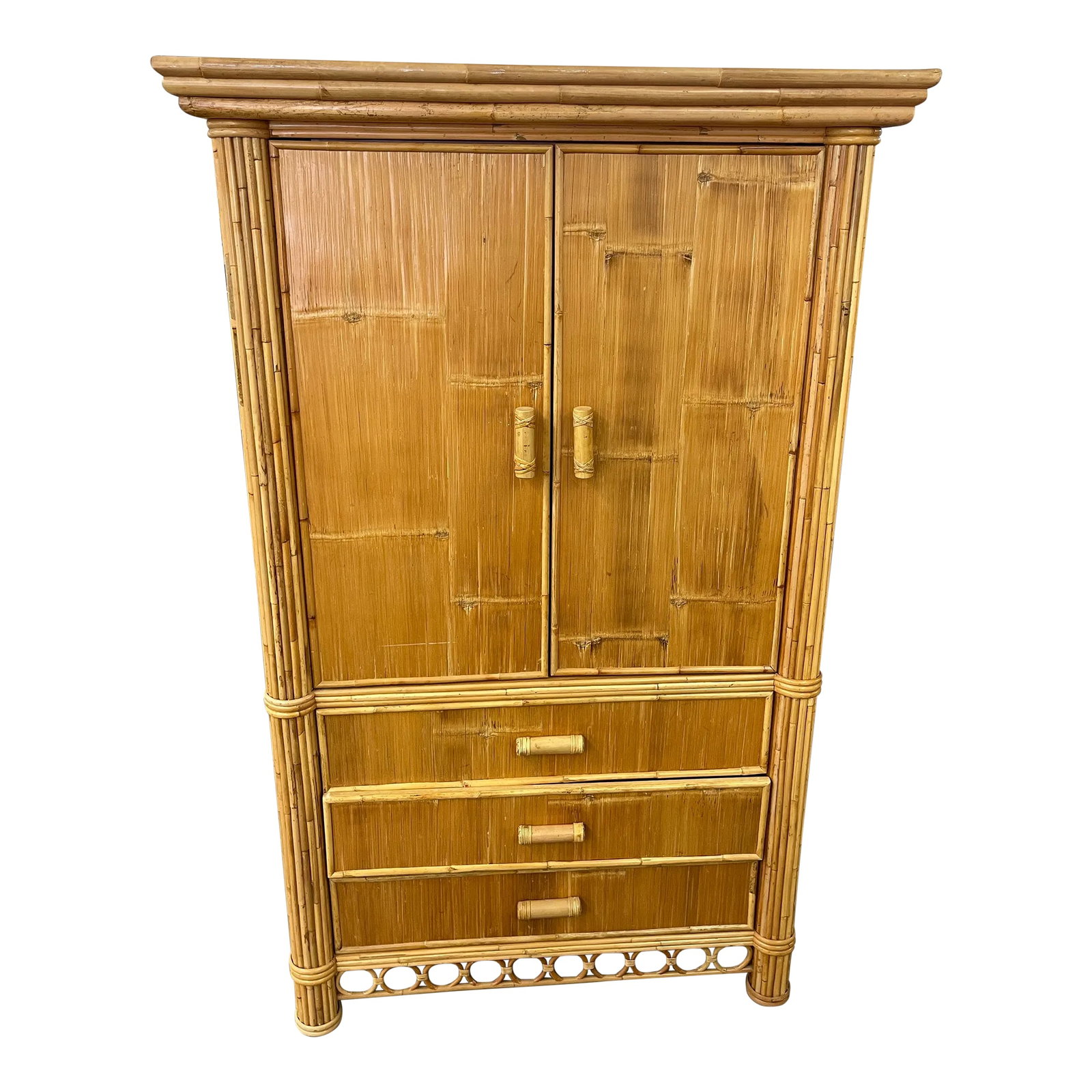 Coastal Vintage McGuire Style Split Bamboo Tv Armoire: Accepting offers at big discounts, put your offers in, I need to move items for new inventory Vintage Split Bamboo McGuire Style Armoire/TV/Bar Cabinet. Has 3 drawer in great condition, with split