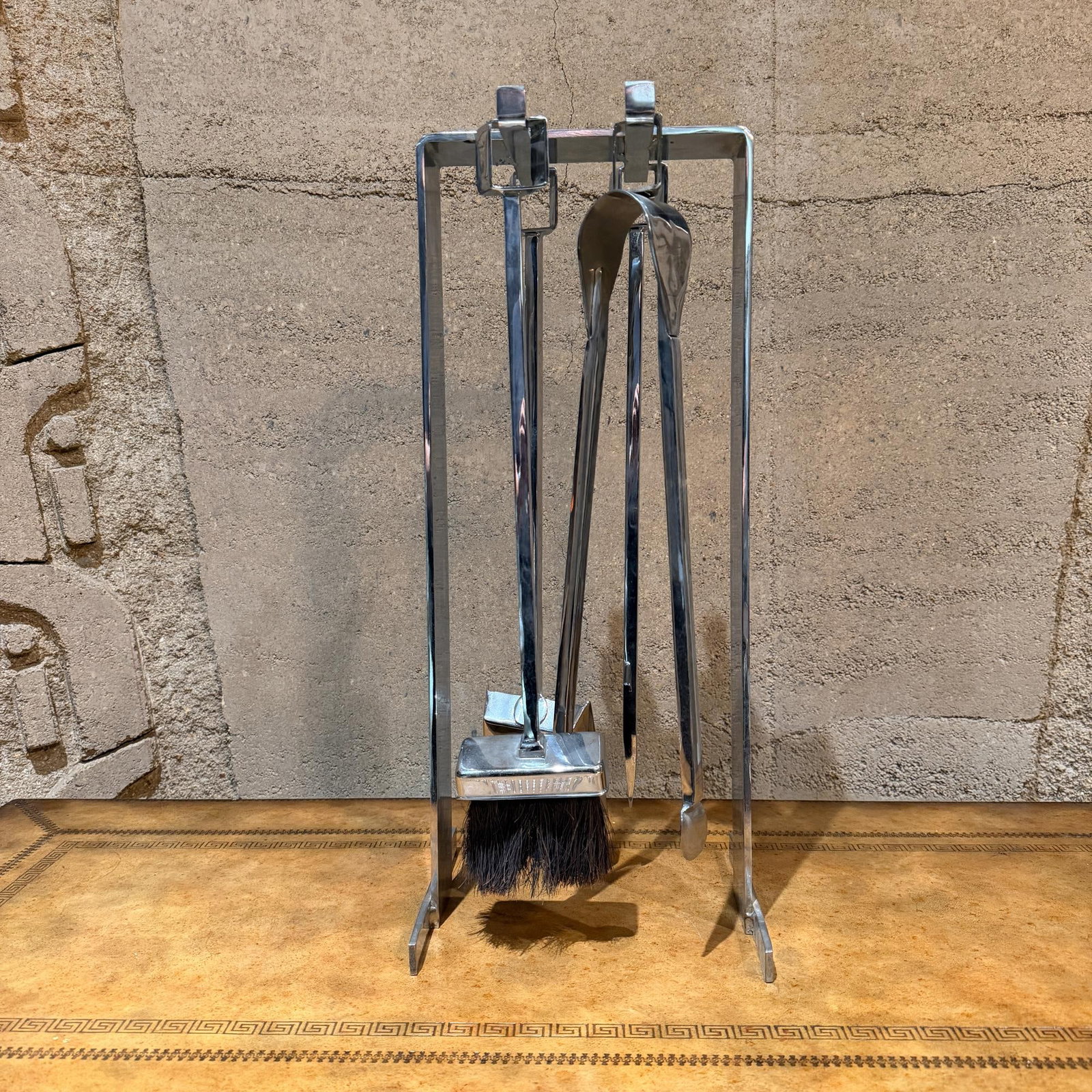 1950s French Fire Tool Chrome Fireplace Set Style Pierre Guariche - 7