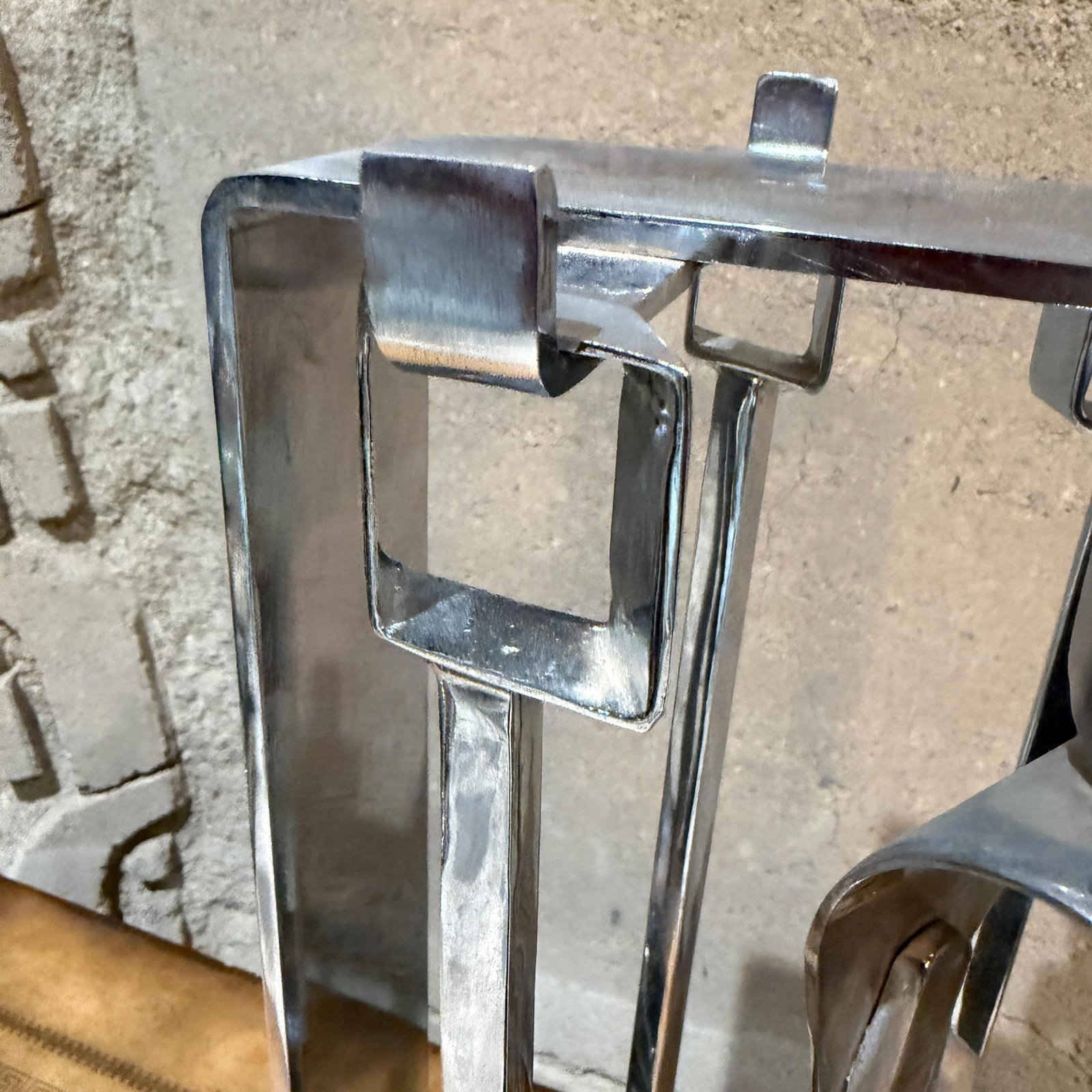 1950s French Fire Tool Chrome Fireplace Set Style Pierre Guariche - 8