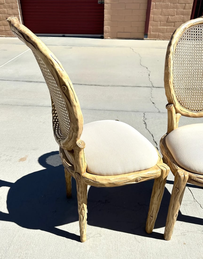 Faux Bois Cane Back Dining Chairs-A Pair - 5