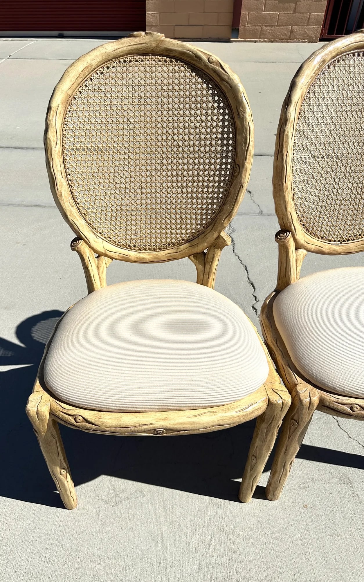 Faux Bois Cane Back Dining Chairs-A Pair - 9