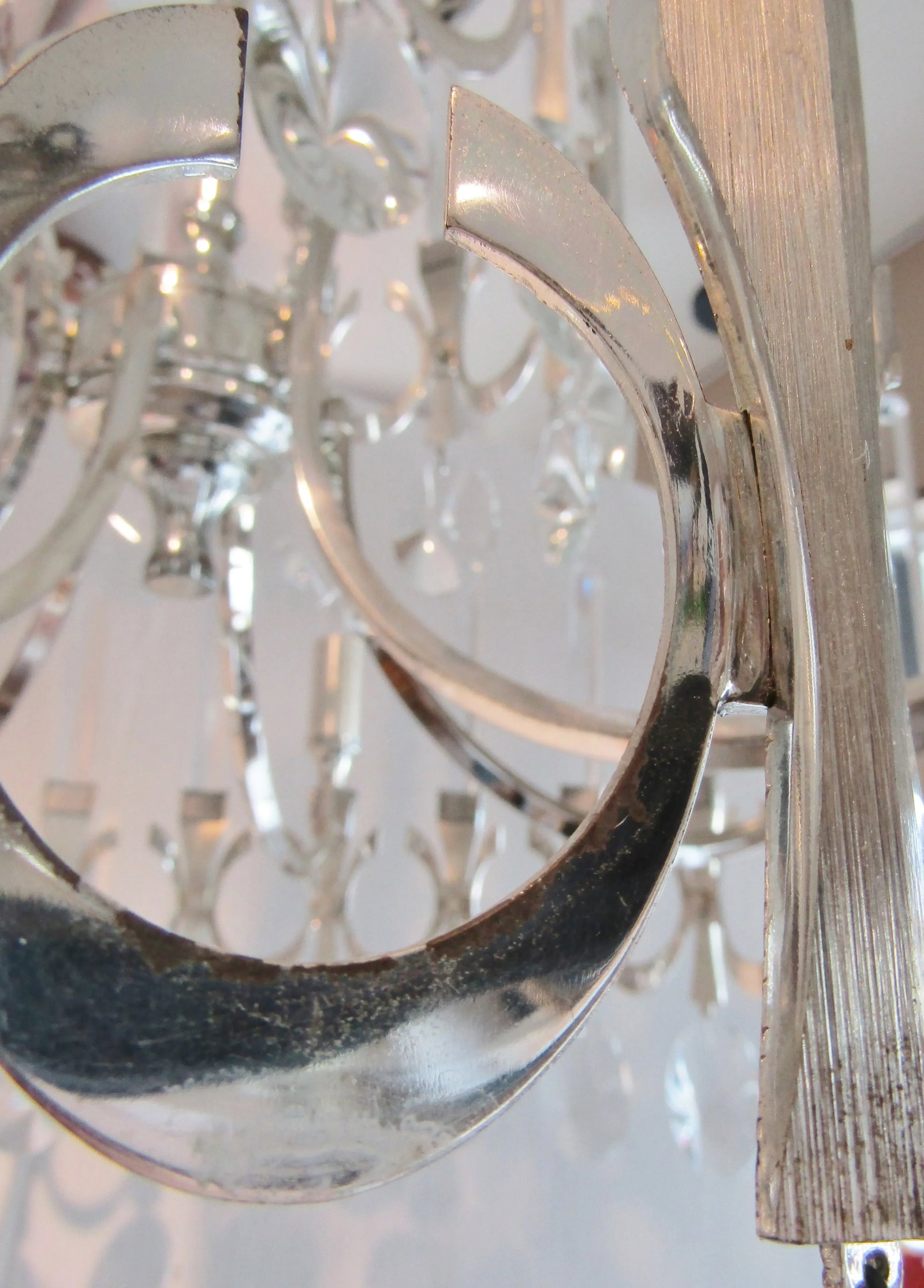 Sciolari Two Tiered Silver Plate and Crystal Chandelier Circa 1960's - 8