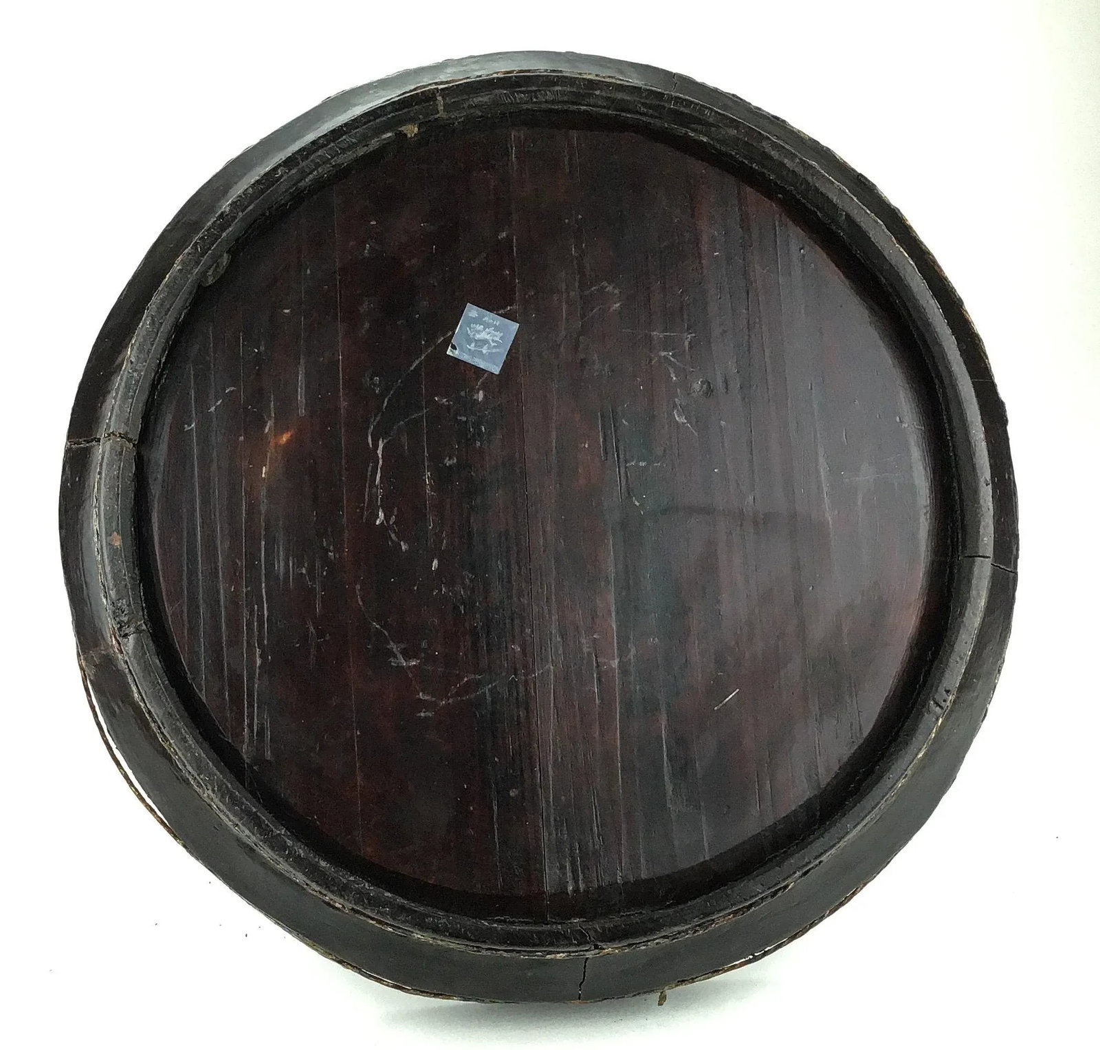 Chinese Antique Hand Carved Wood Presentation Platter or Cake Holder With Handle - 10