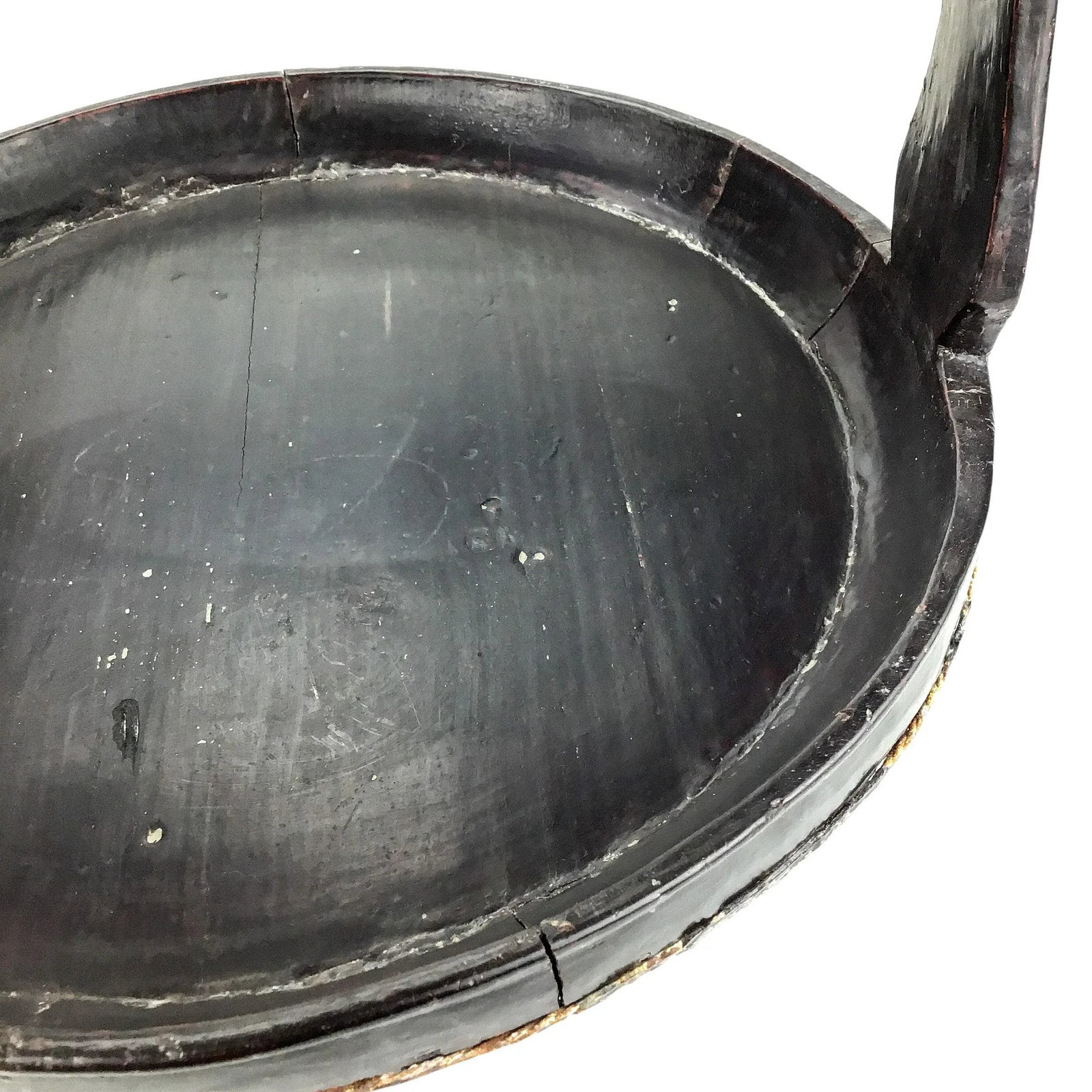 Chinese Antique Hand Carved Wood Presentation Platter or Cake Holder With Handle - 9