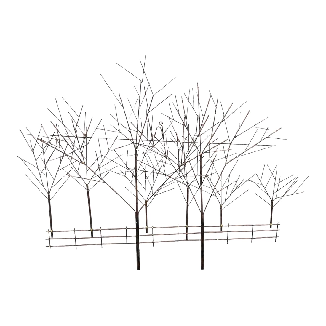 1980s Curtis Jere Trees in Winter: Curtis Jere Trees in Winter Wall Mount Copper Sculpture 1980's No Visible, signature Has been indoors forever Condition: Alterations: Original Condition Unaltered Imperfections: Some Imperfections Con