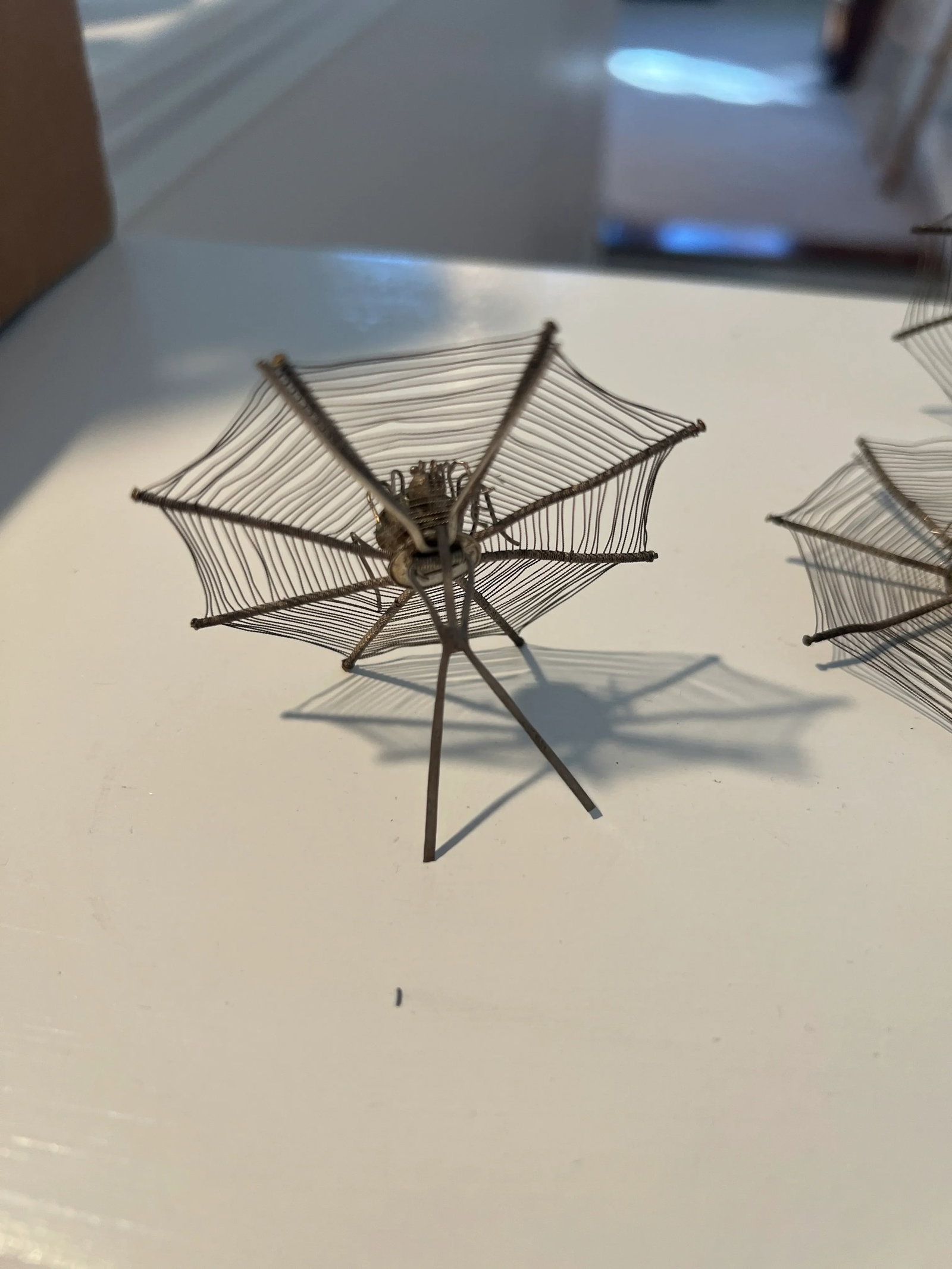 Set of 12 Chinese Export Silver Spider Web Form Place Card Holders - 6