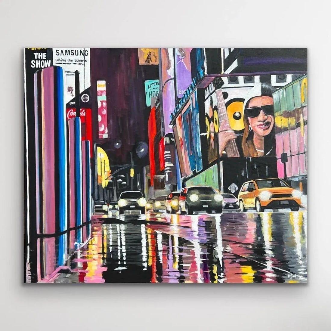 Painting of Broadway New York City Street Scene After the Rain - Unique Original Art by British Arti - 12