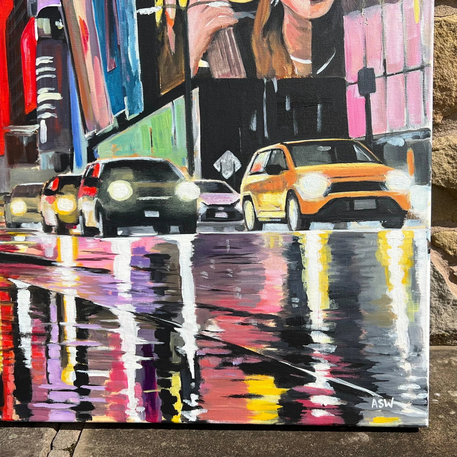 Painting of Broadway New York City Street Scene After the Rain - Unique Original Art by British Arti - 2