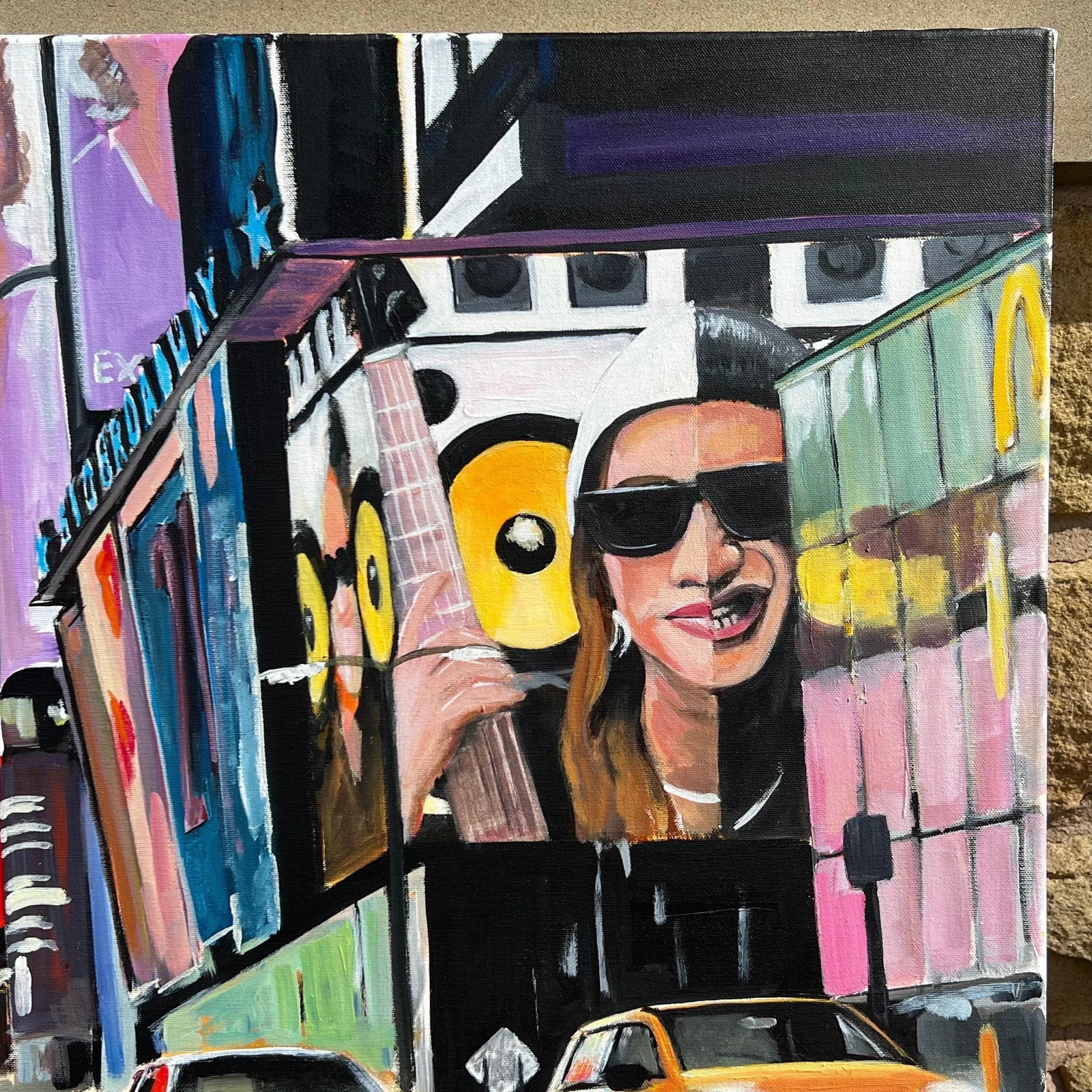 Painting of Broadway New York City Street Scene After the Rain - Unique Original Art by British Arti - 3