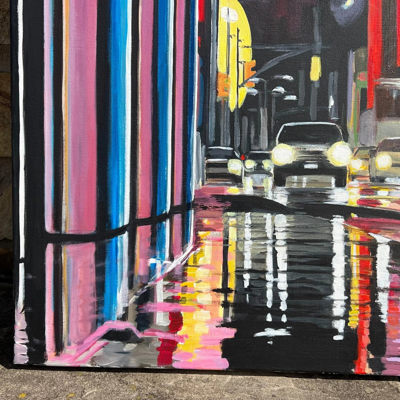 Painting of Broadway New York City Street Scene After the Rain - Unique Original Art by British Arti - 5