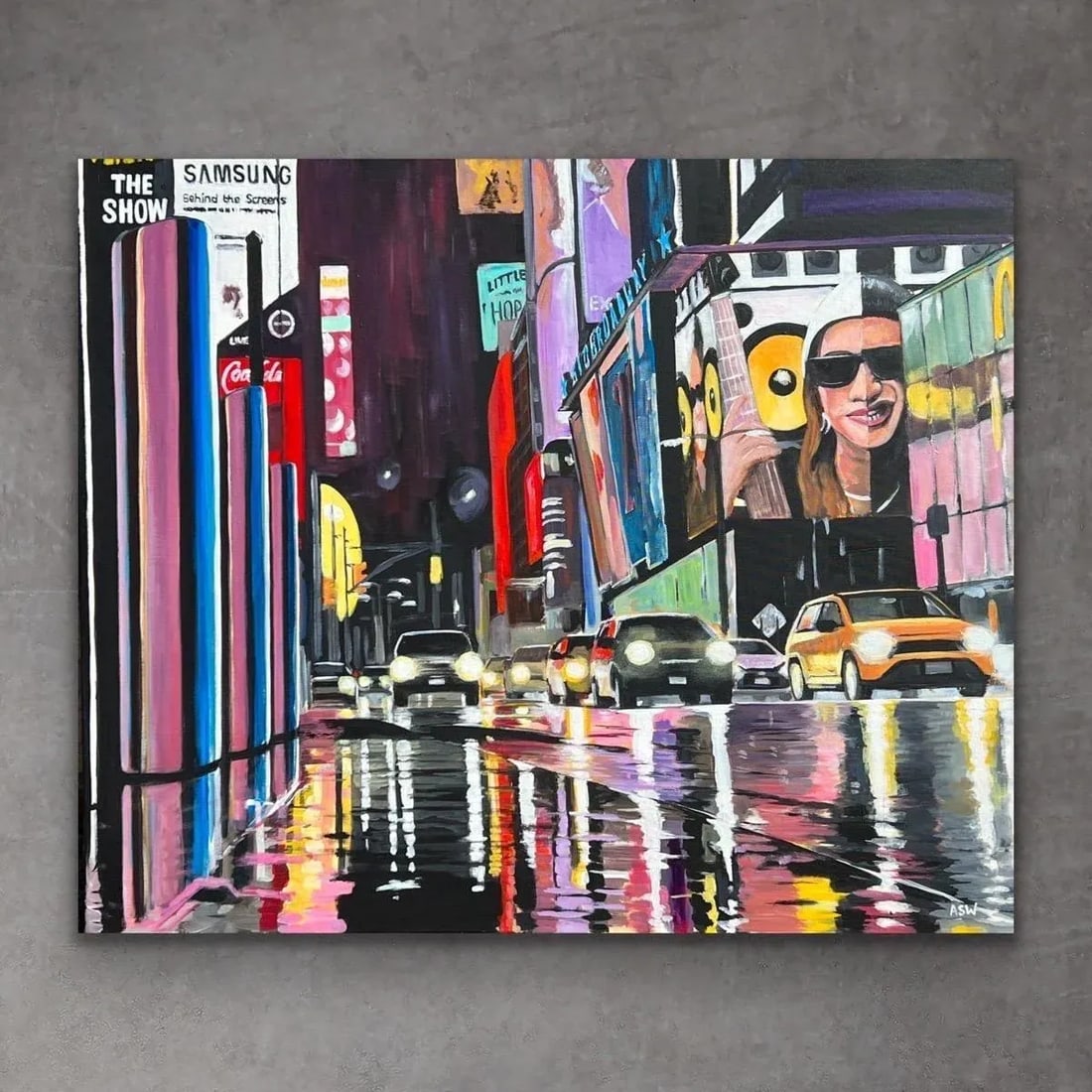 Painting of Broadway New York City Street Scene After the Rain - Unique Original Art by British Arti - 9