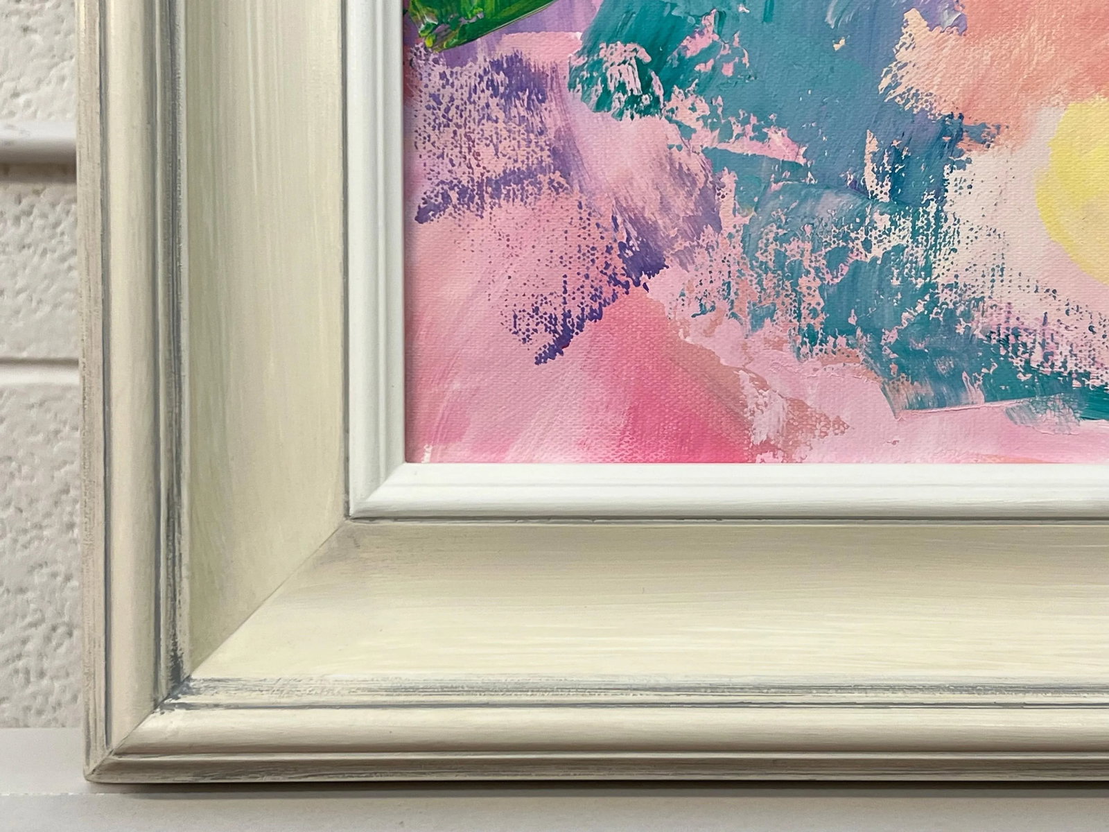 Abstract Lilac Turquoise Red Pink & Green Canvas Art by Contemporary Artist - 10