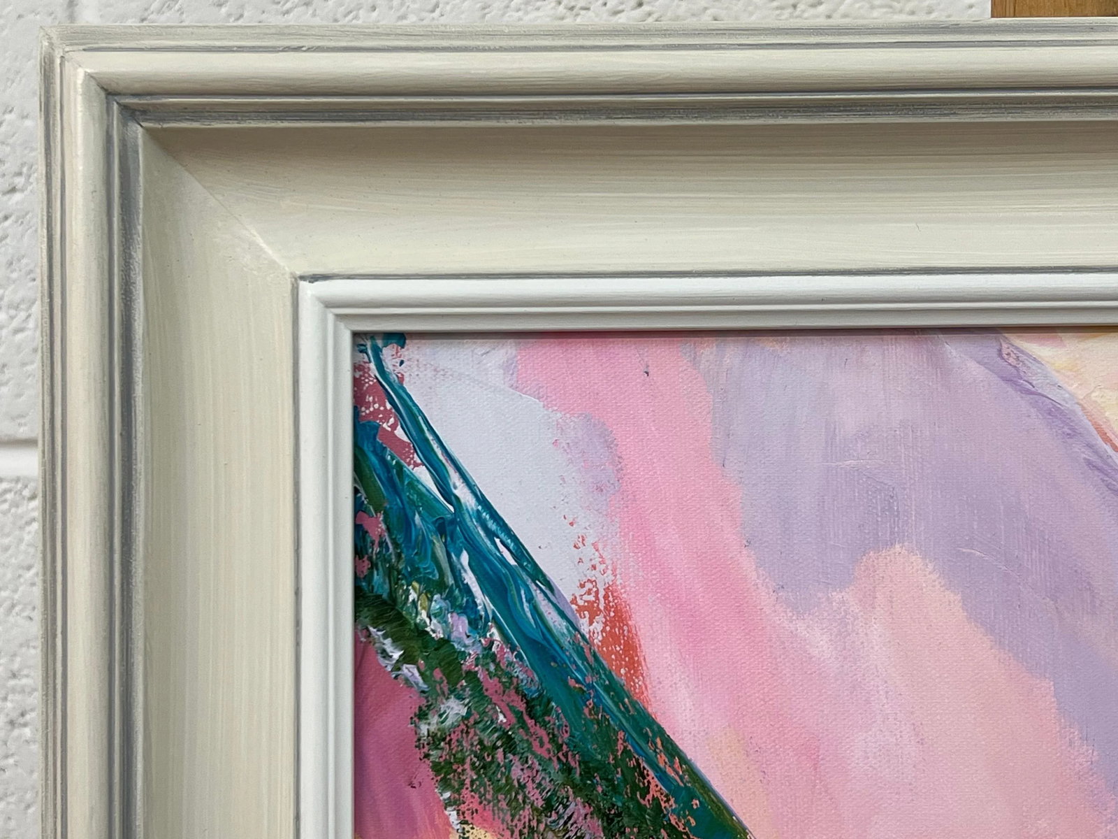 Abstract Lilac Turquoise Red Pink & Green Canvas Art by Contemporary Artist - 7