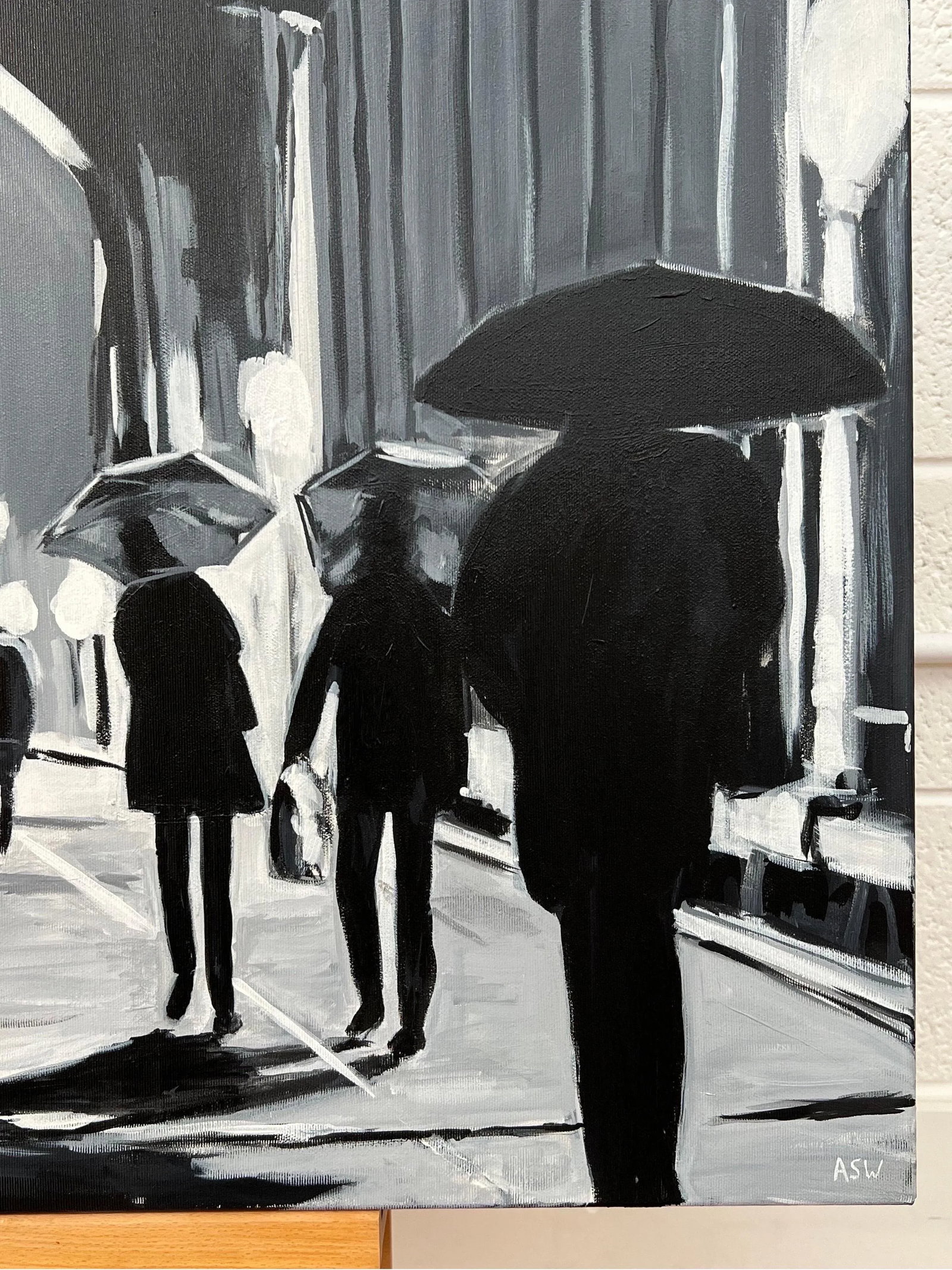 Black & White Painting of Hammersmith Bridge in London - Unique Original Art by British Urban Landsc - 11