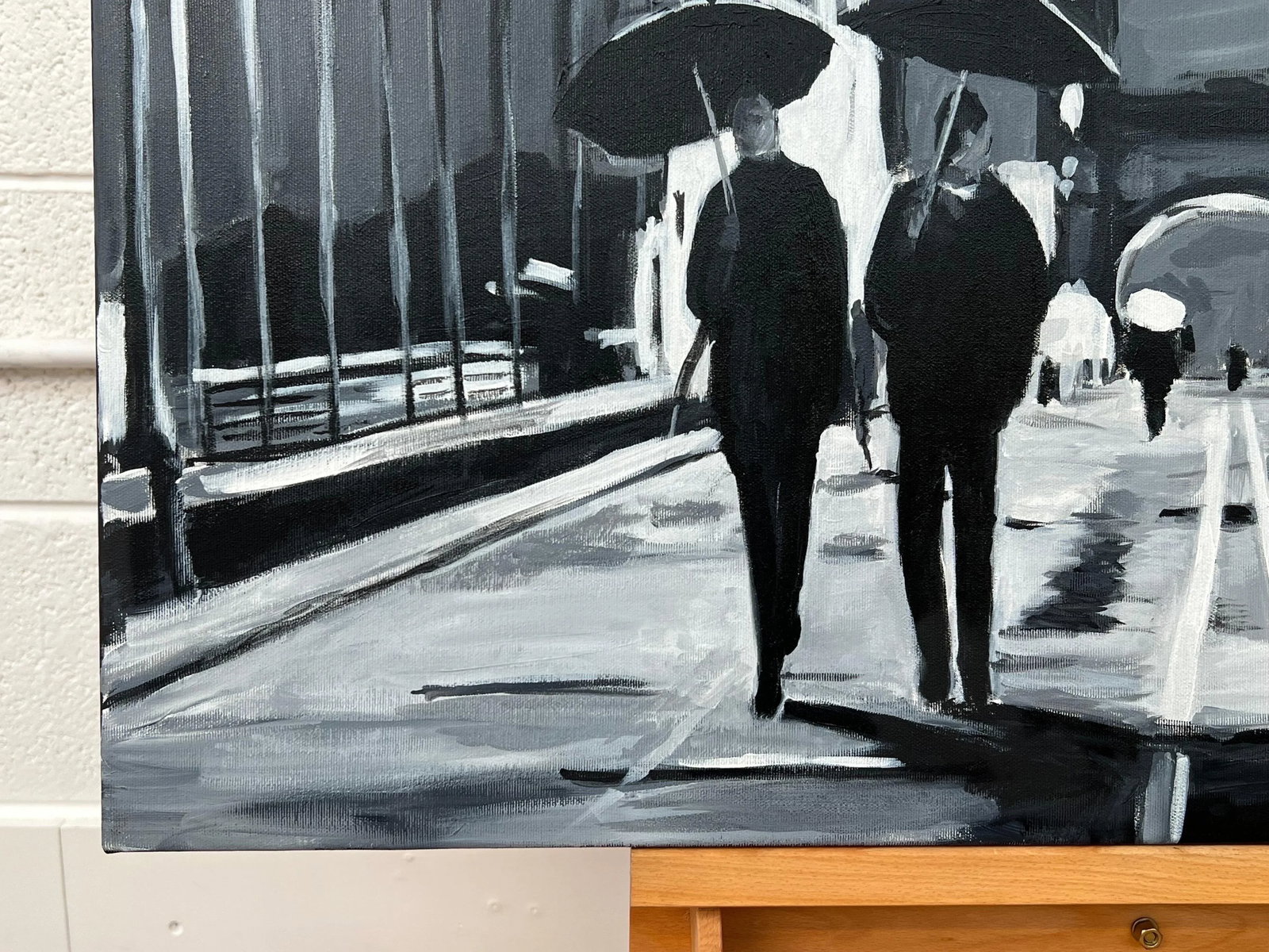 Black & White Painting of Hammersmith Bridge in London - Unique Original Art by British Urban Landsc - 12