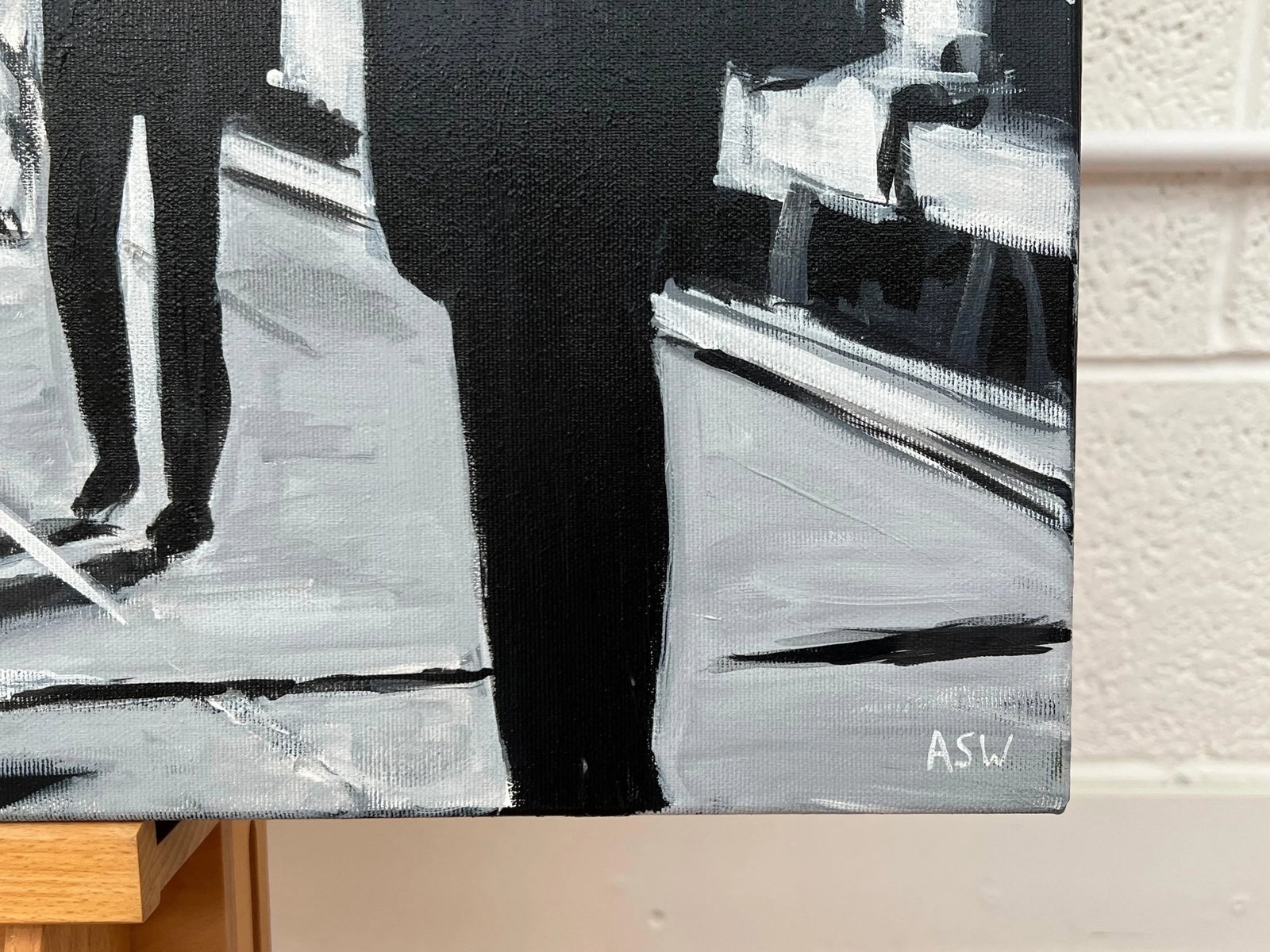 Black & White Painting of Hammersmith Bridge in London - Unique Original Art by British Urban Landsc - 6