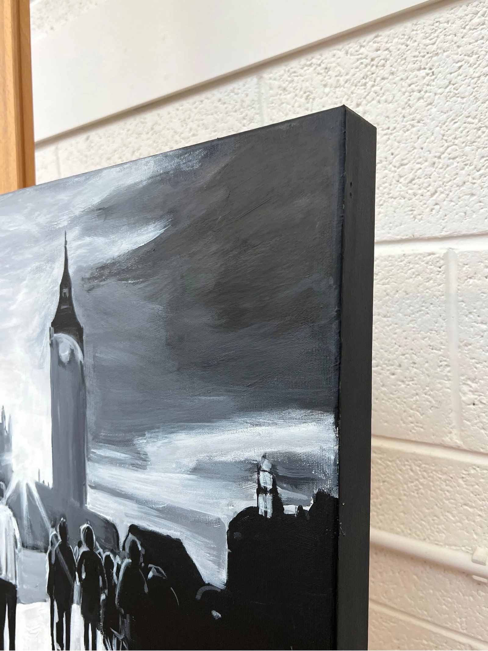 Black & White Painting of Westminster Bridge in London - Unique Original Art by British Urban Landsc - 10