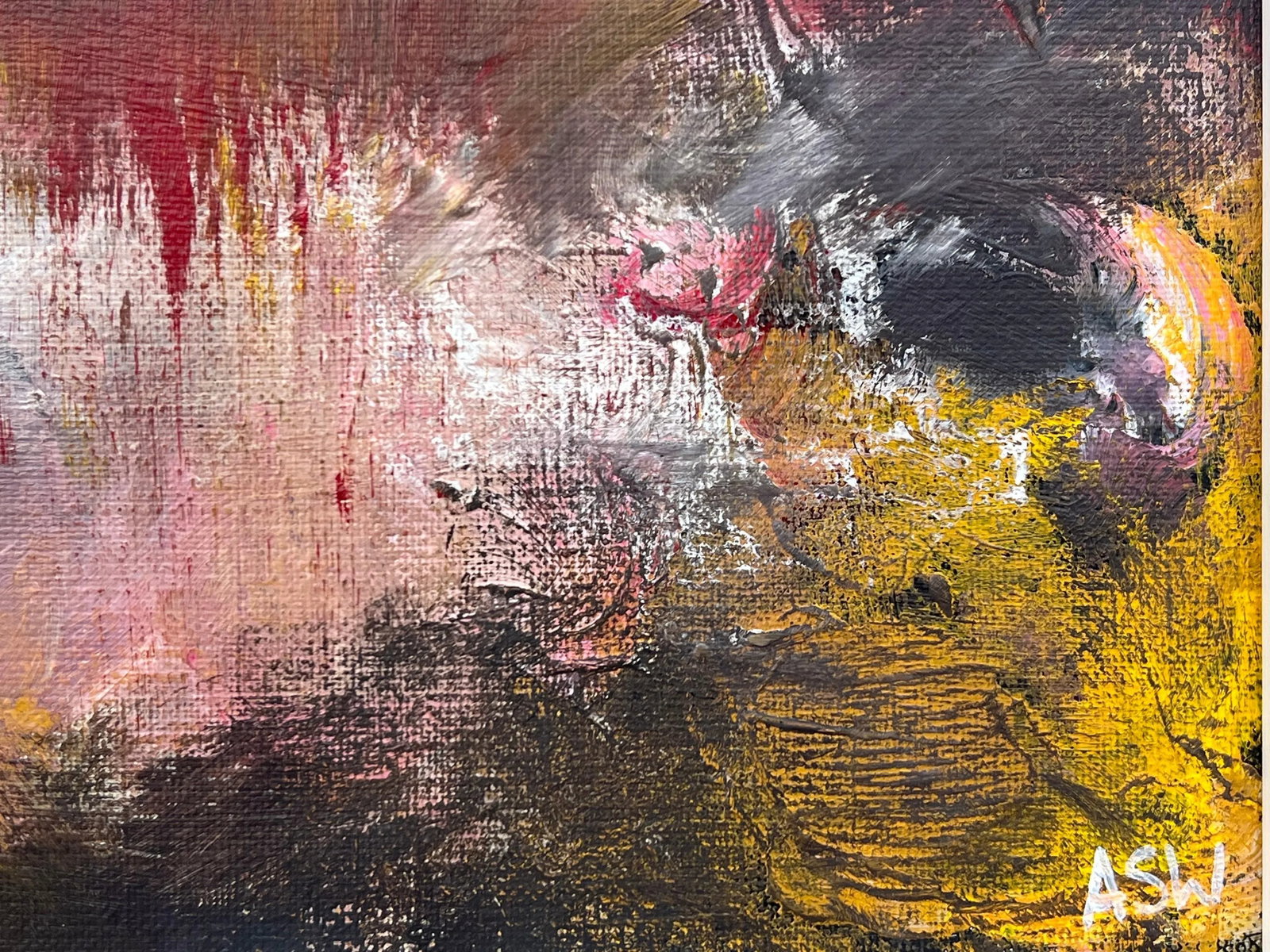 Dark Red & Black Expressive Abstract Painting by Contemporary British Artist - 10