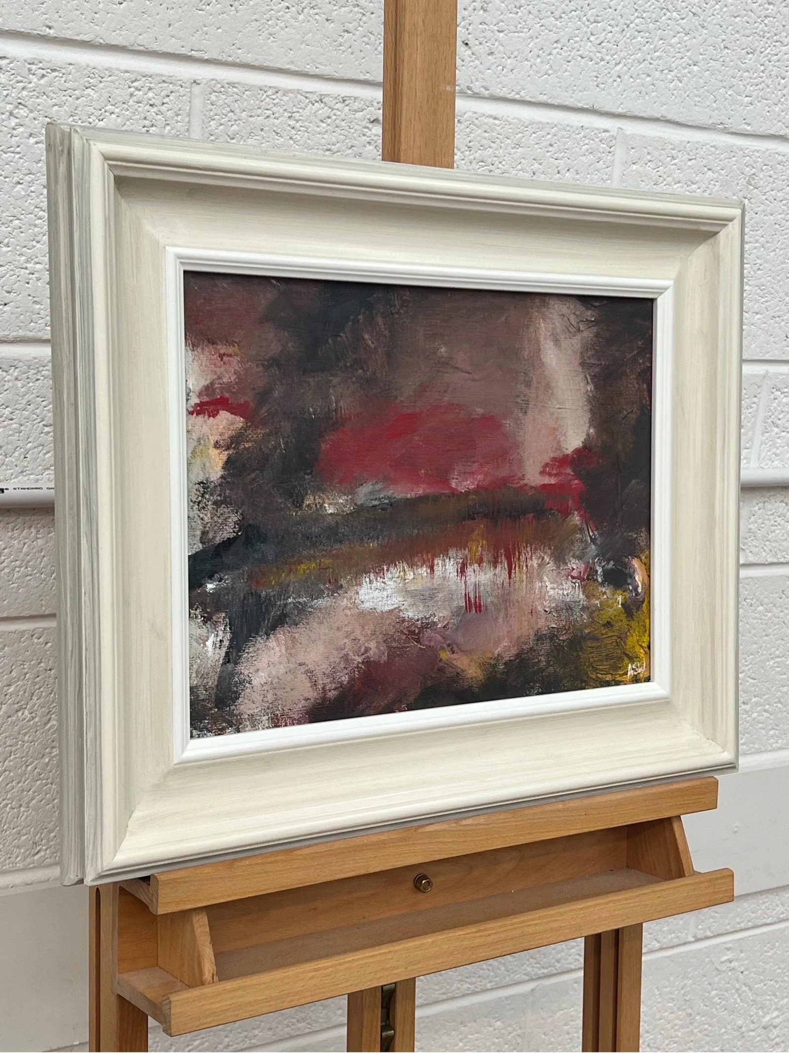 Dark Red & Black Expressive Abstract Painting by Contemporary British Artist - 2