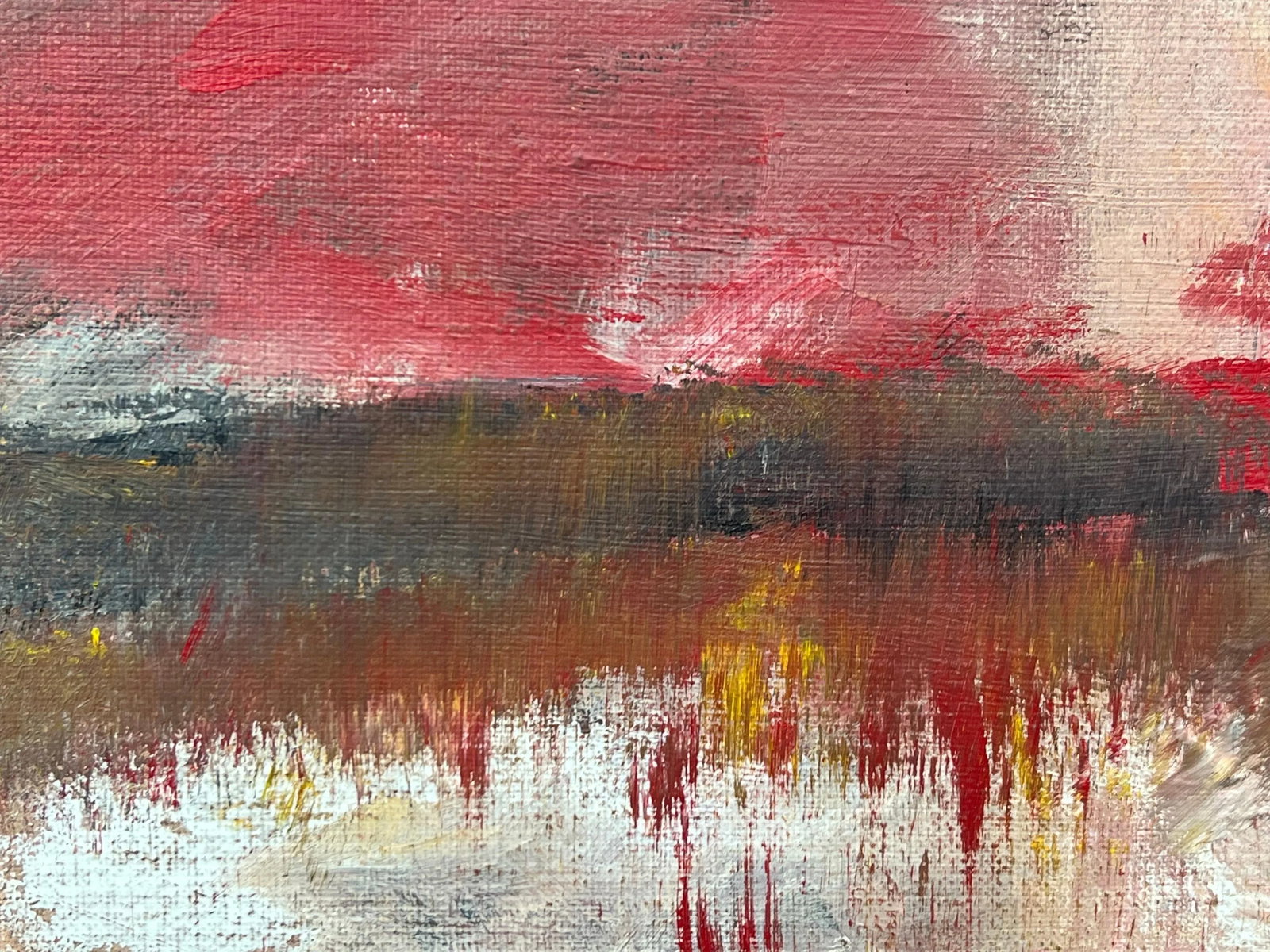 Dark Red & Black Expressive Abstract Painting by Contemporary British Artist - 9