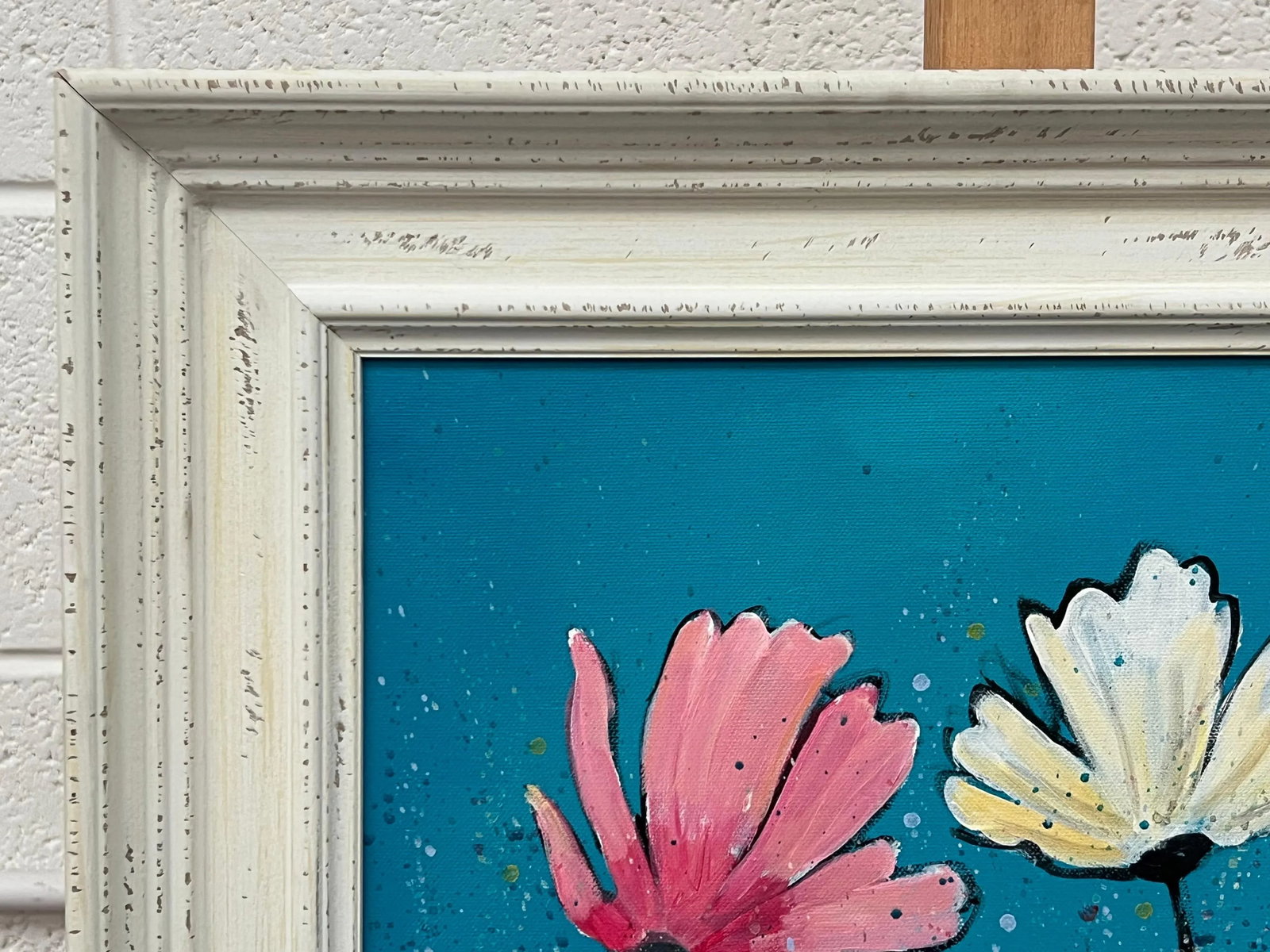 Angela Wakefield Design Study of Wild Pink & White Flowers on Turquoise by Contemporary Artist, 2023 - 7