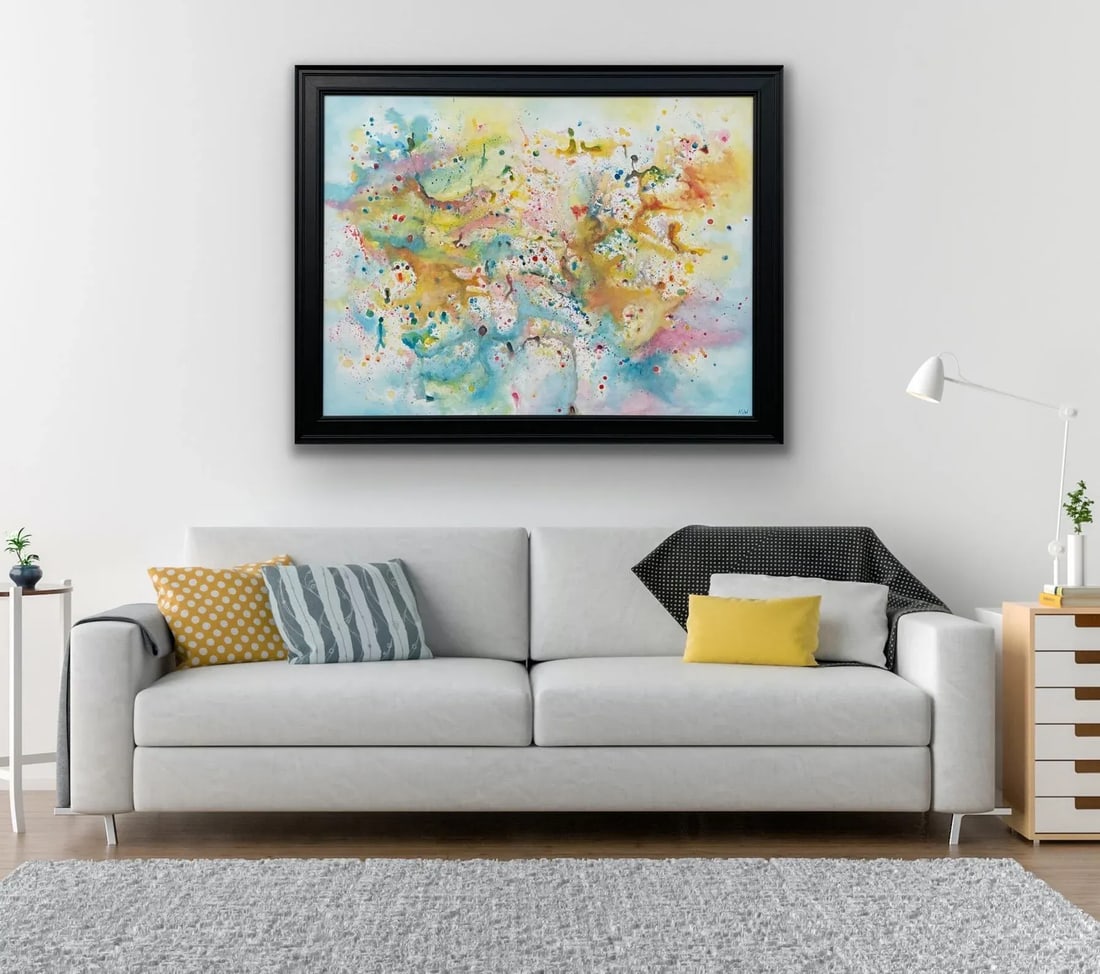 Light Colourful Abstract Art on White Background - Unique Original Art by Contemporary British Artis - 3