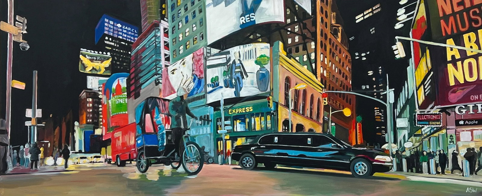 New York City Panoramic Street Scene With Limousine and Neon Lights in the Rain (1 of 12)