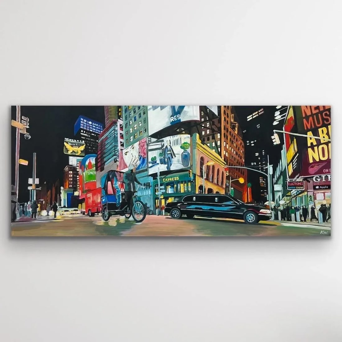 New York City Panoramic Street Scene With Limousine and Neon Lights in the Rain - 2