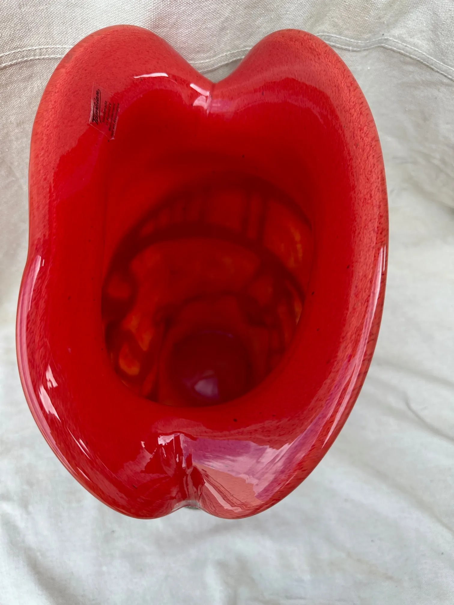 Vintage Ion Tamaian Large Red Blown Glass Vase, Signed - 11