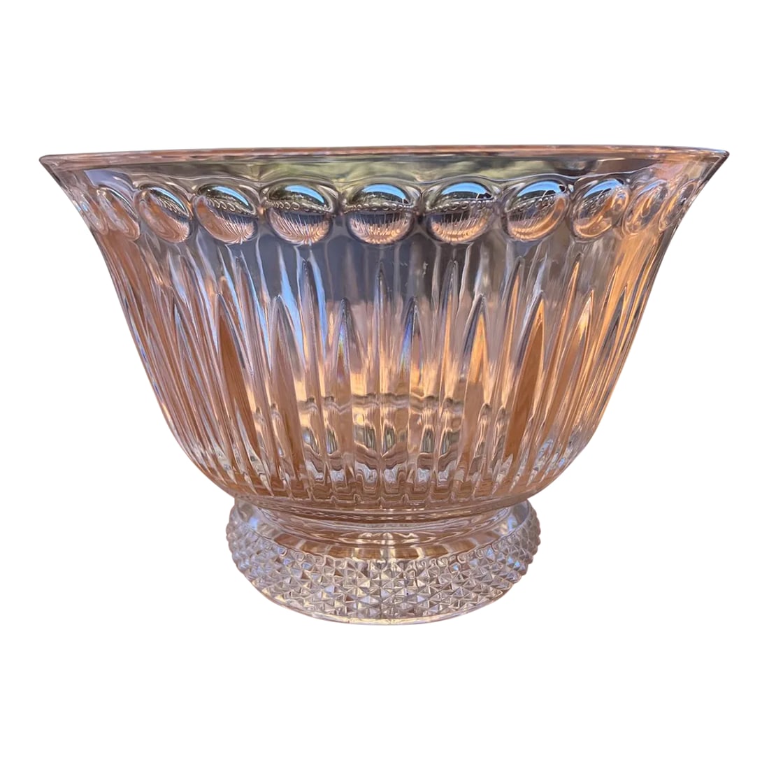 1990s Sutton Place Crystal Centerpiece Bowl by Godinger: AMBIANIC presents Sutton Place by Godinger elegant crystal glass bowl 10.88 diameter x 7.38 H Preowned original vintage condition. Refer to images please. Condition: Alterations: Original Condition