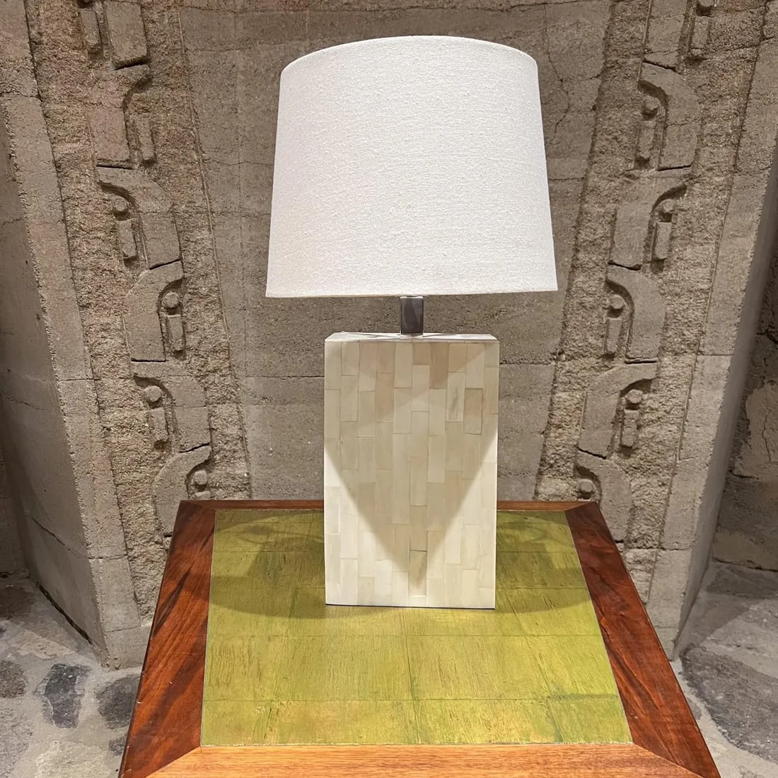1970s Enrique Garcel Tessellated Bone Table Lamp Colombia - 2