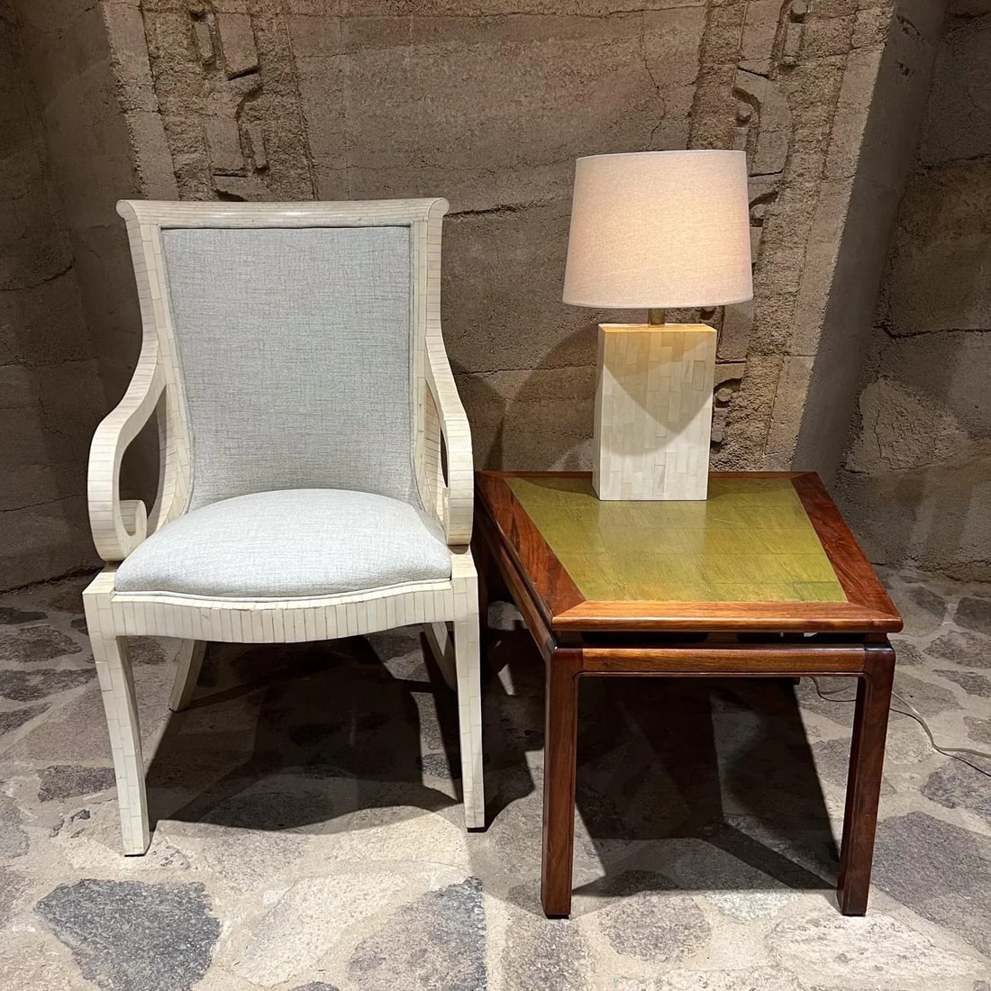 1970s Enrique Garcel Tessellated Bone Table Lamp Colombia - 4