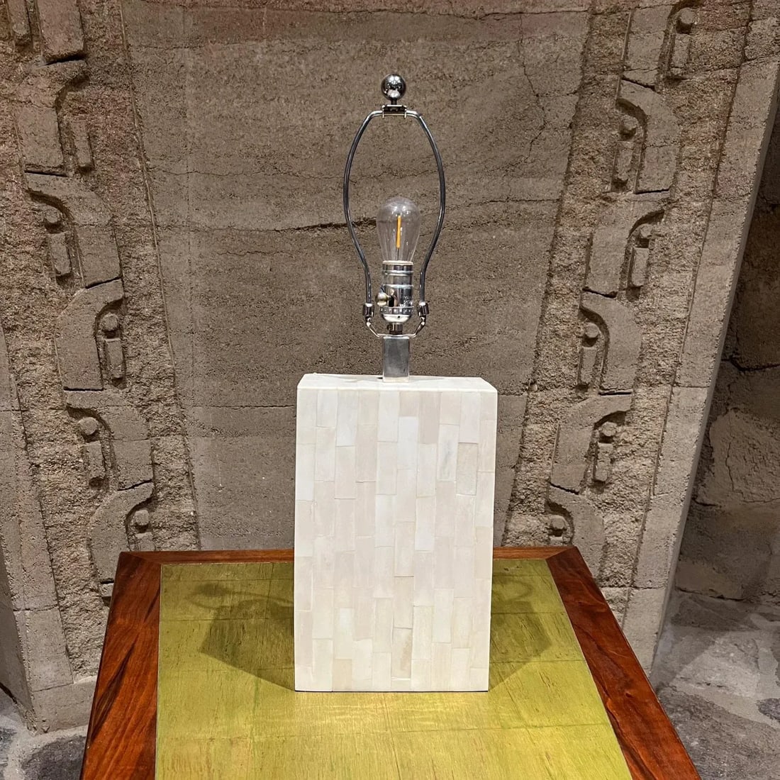 1970s Enrique Garcel Tessellated Bone Table Lamp Colombia - 8