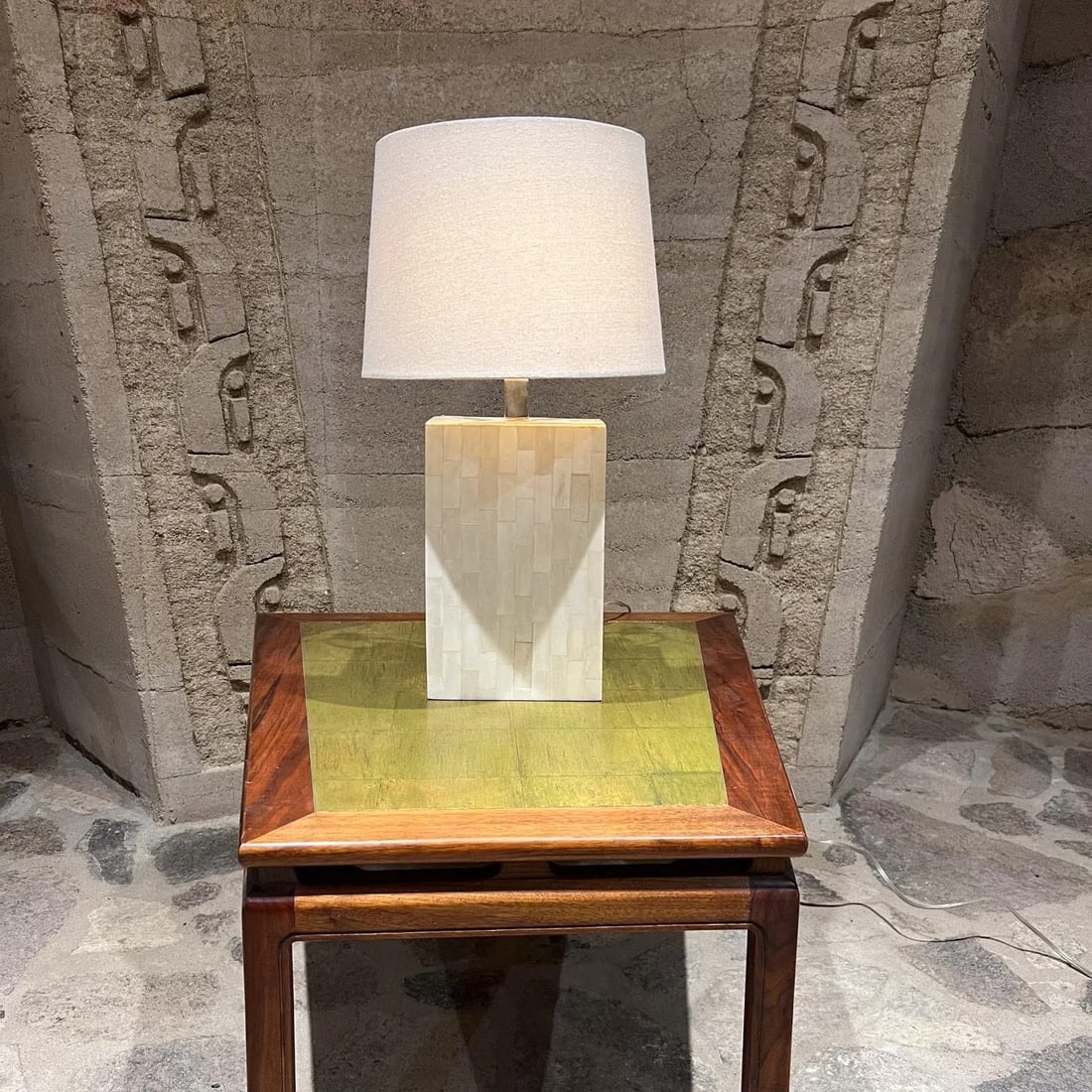 1970s Enrique Garcel Tessellated Bone Table Lamp Colombia - 9
