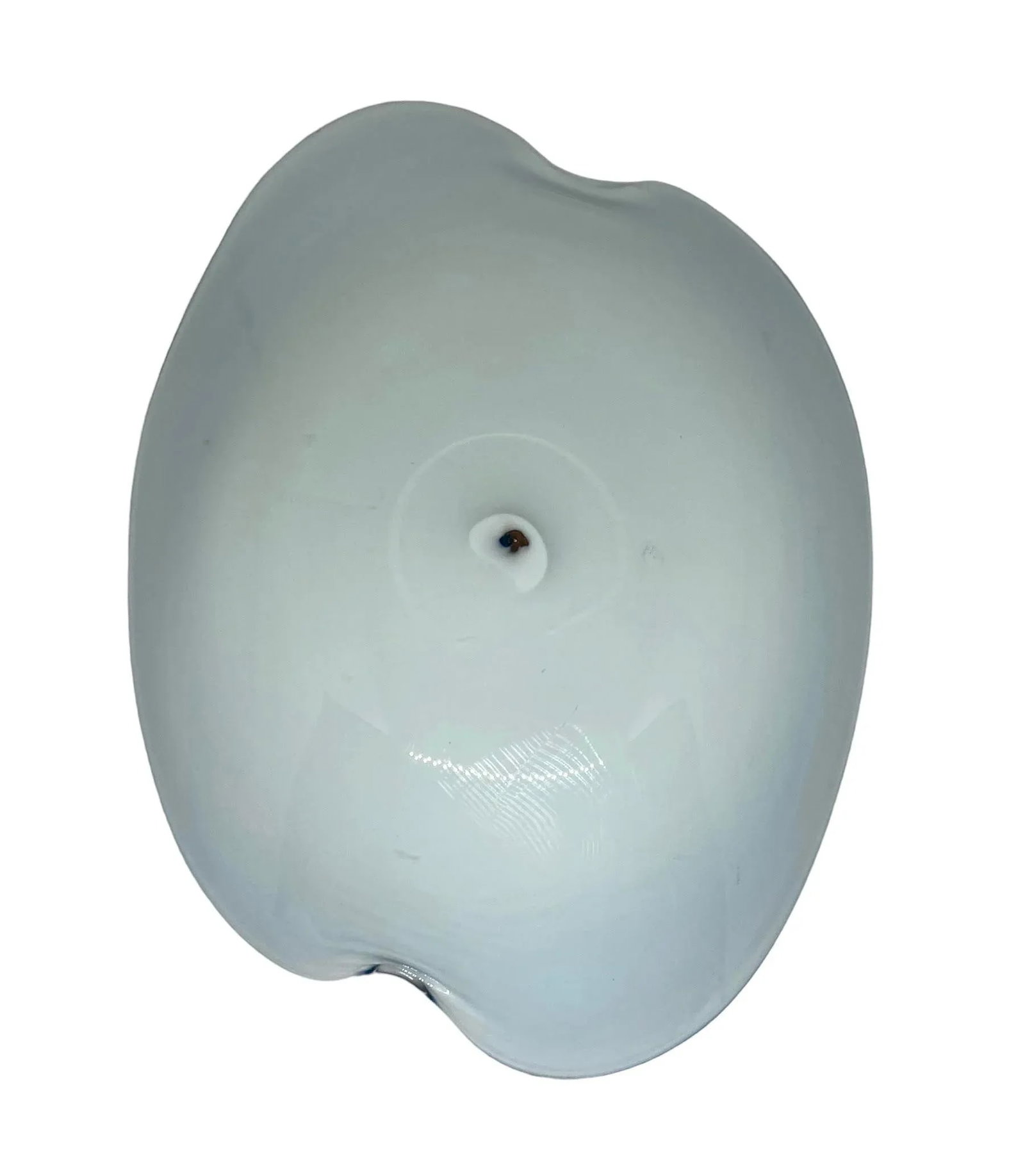 Mid 20th Century Murano Style Modern Aqua Art Glass Amoeba Oval Shape With Silver and Bronze Swirl D - 6