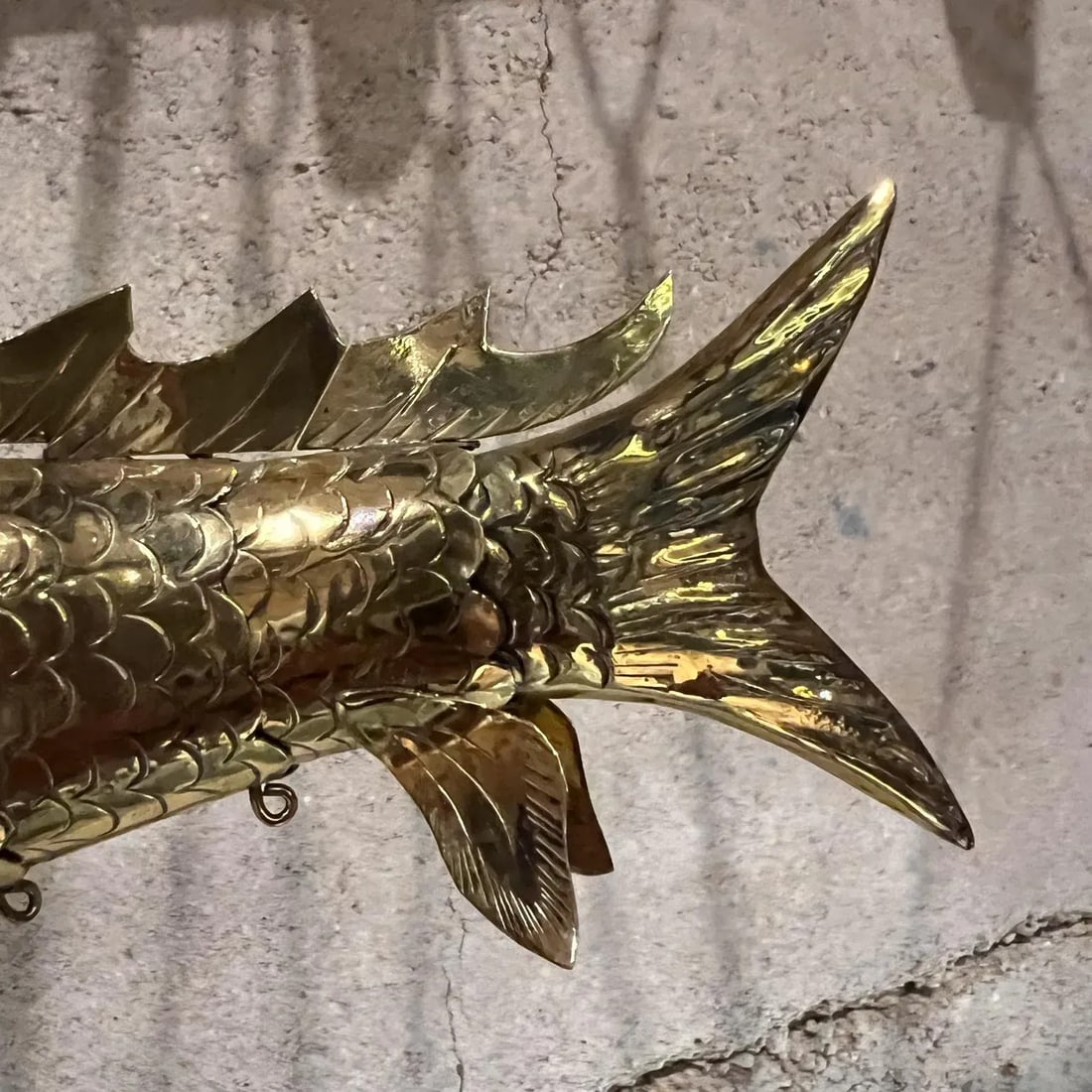 Modern Articulated Brass Fish Wall Sculpture Set of Two - 10