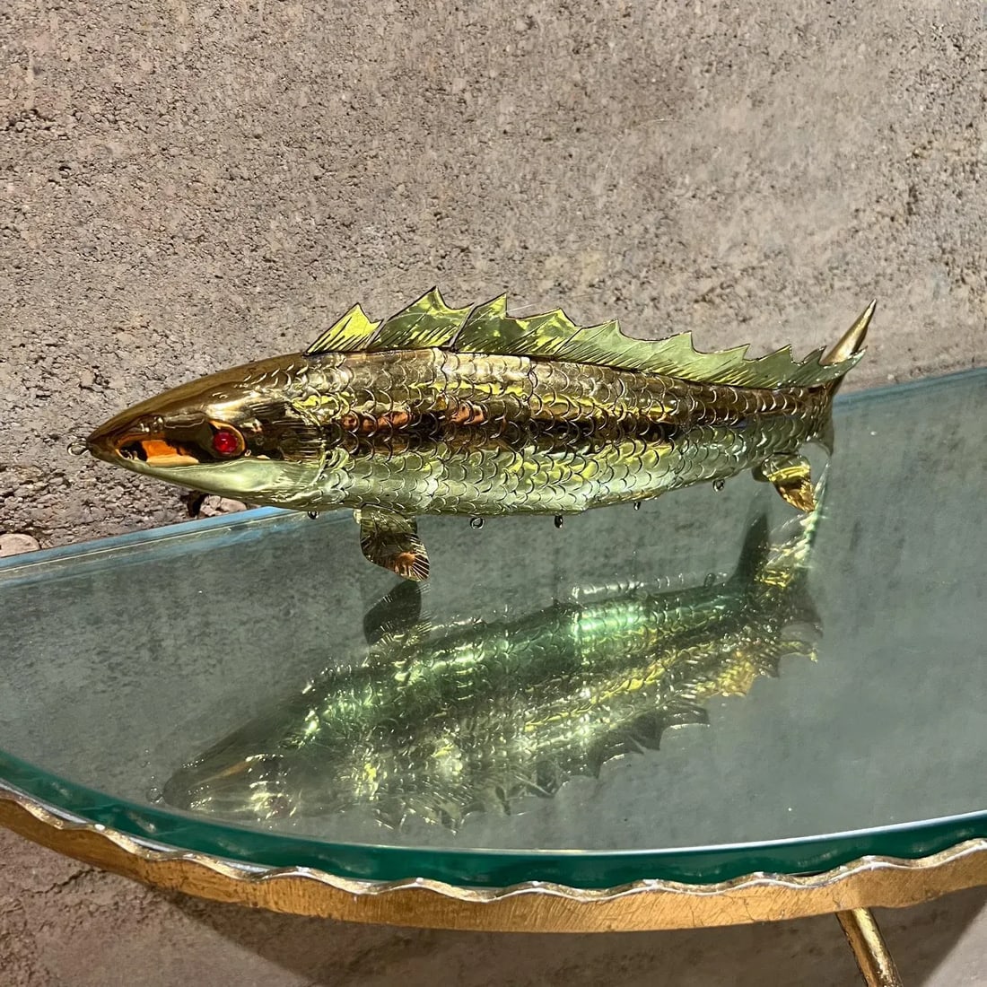 Modern Articulated Brass Fish Wall Sculpture Set of Two - 12