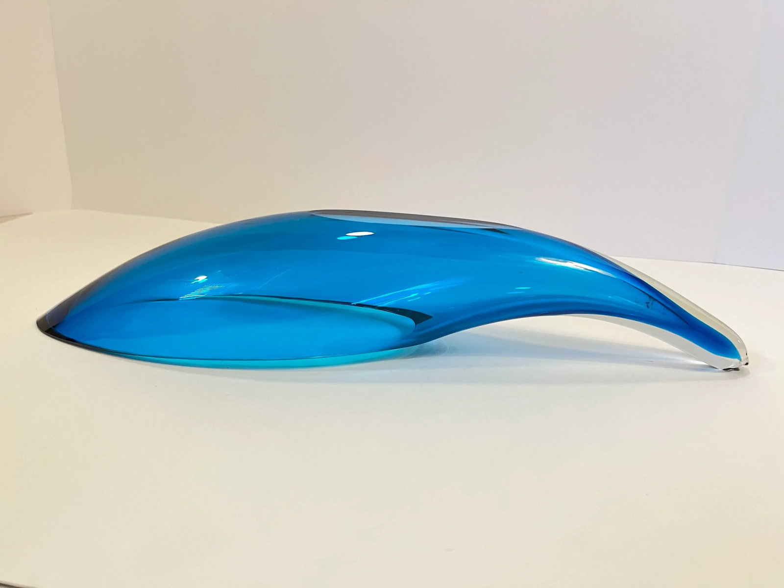 Circa 1960s Blenko Blue Glass Horn Shaped Vase - 3