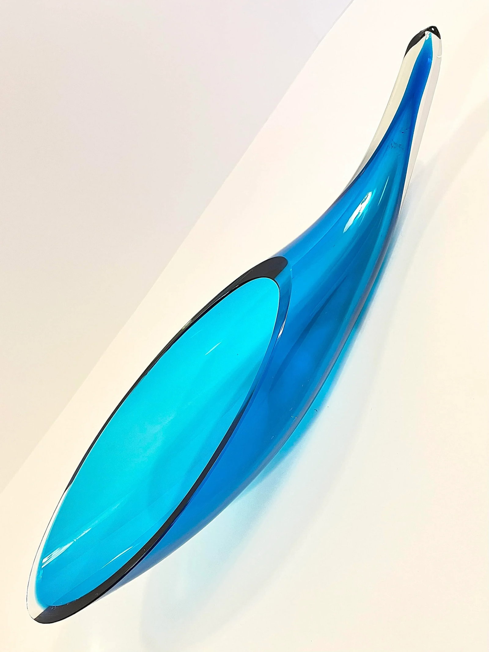 Circa 1960s Blenko Blue Glass Horn Shaped Vase - 4