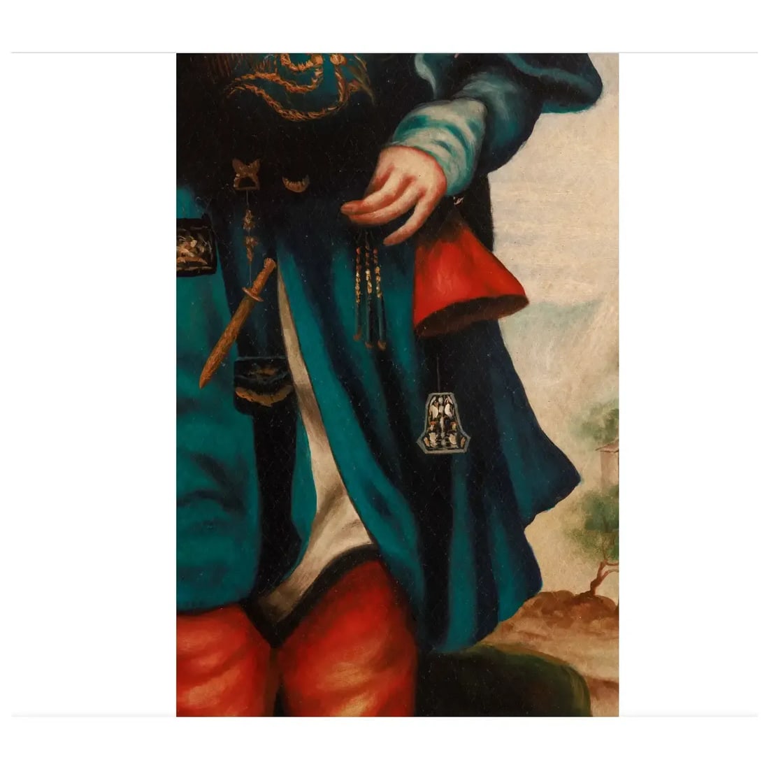 Chinese School, 19th Century Portrait Painting of an "Emperor Holding a Bird" - 7