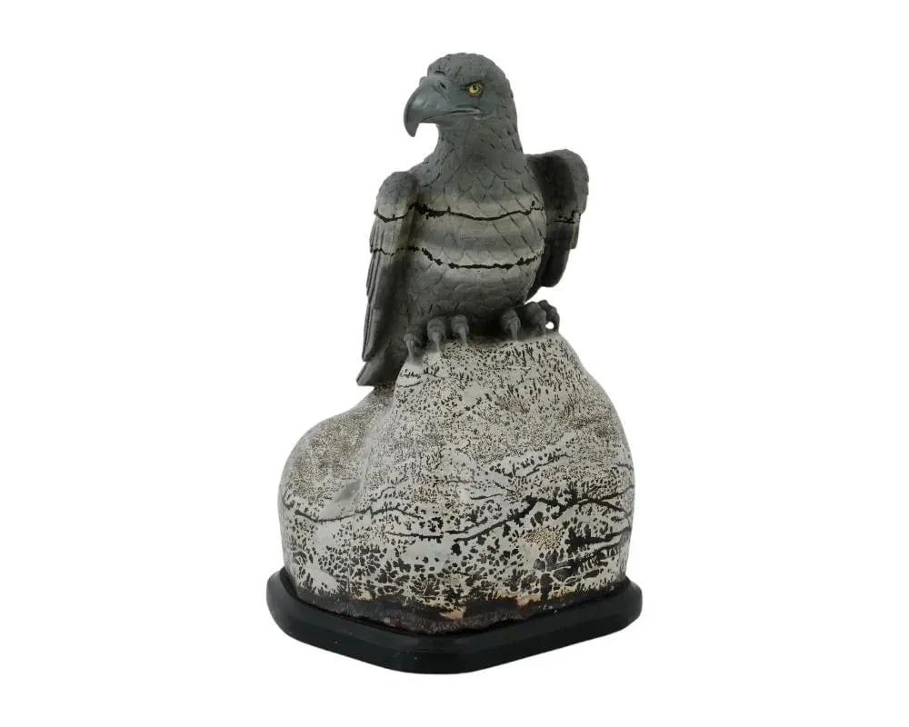 Late 20th Century Hand Carved Jasper Stone Eagle Sculpture - 2